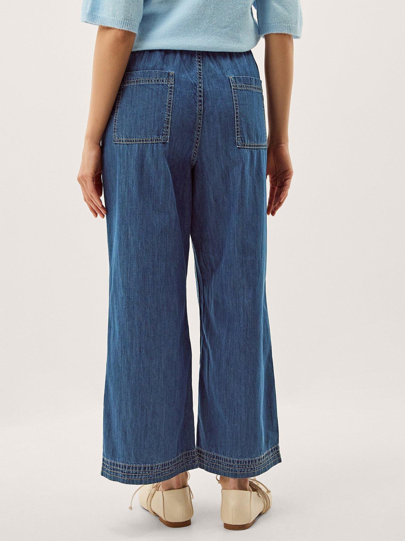 Image 2 of 5 of Monsoon Heidi Drawstring Wide Leg Jeans - Blue