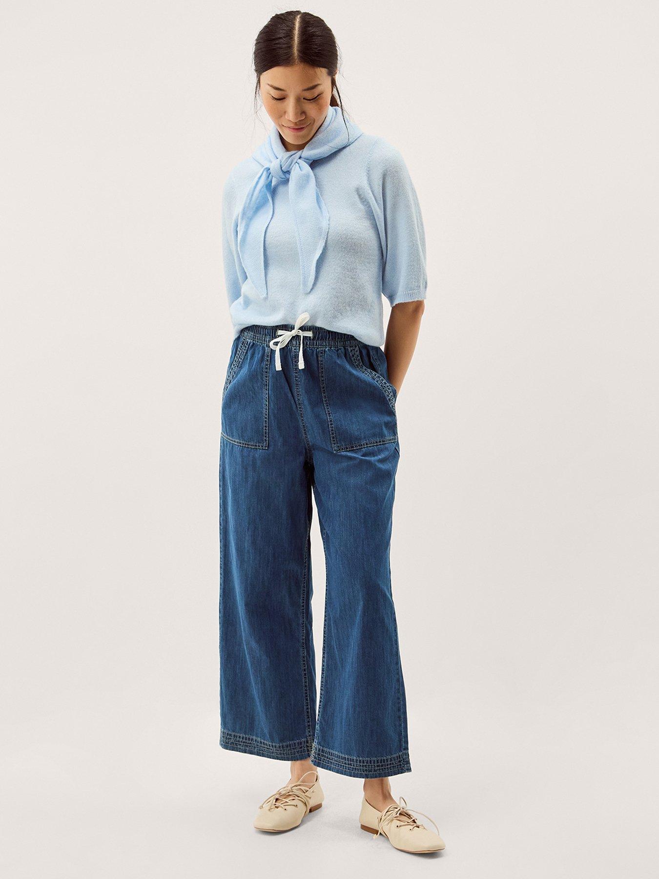 Image 3 of 5 of Monsoon Heidi Drawstring Wide Leg Jeans - Blue
