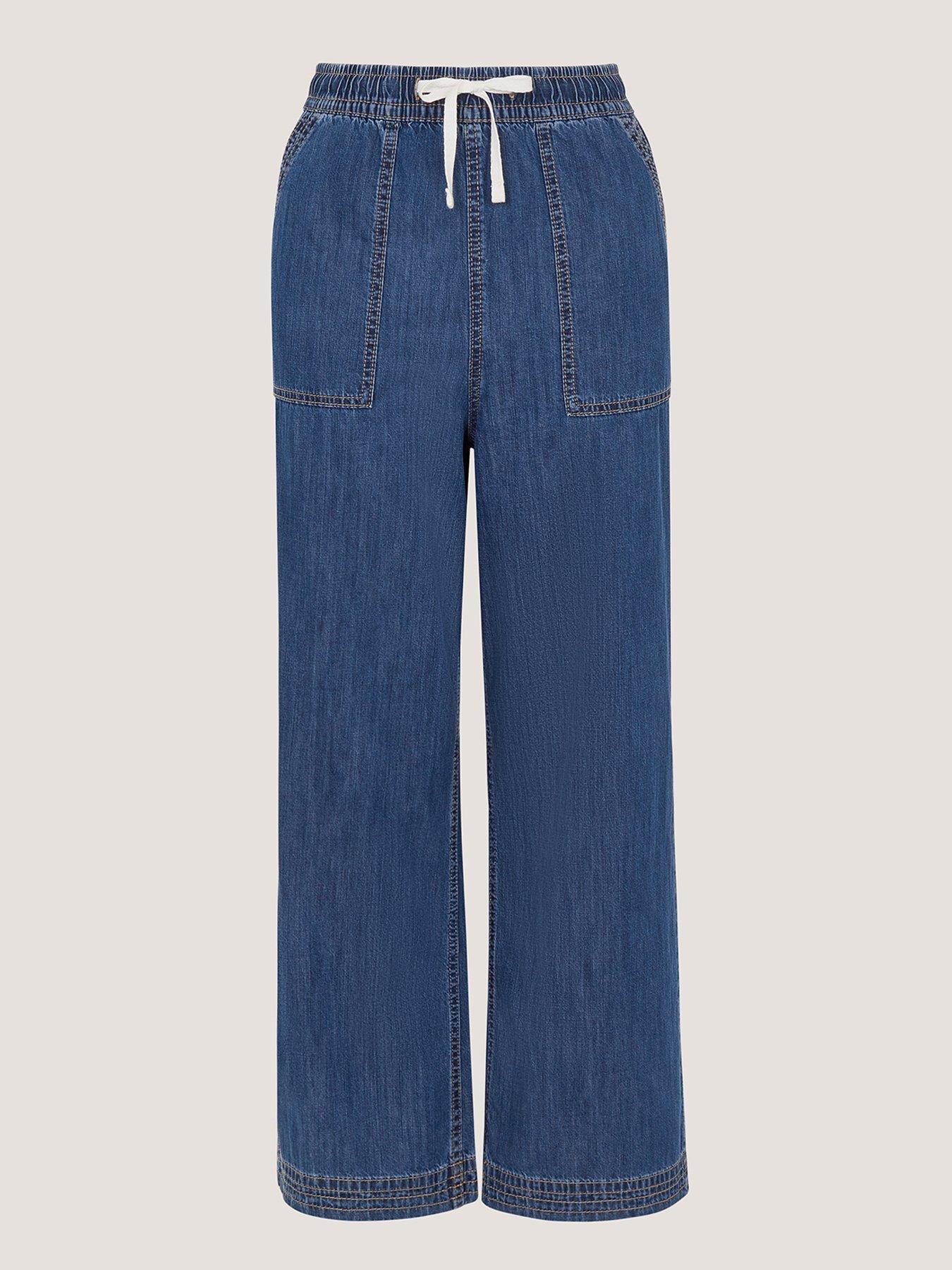 Image 5 of 5 of Monsoon Heidi Drawstring Wide Leg Jeans - Blue