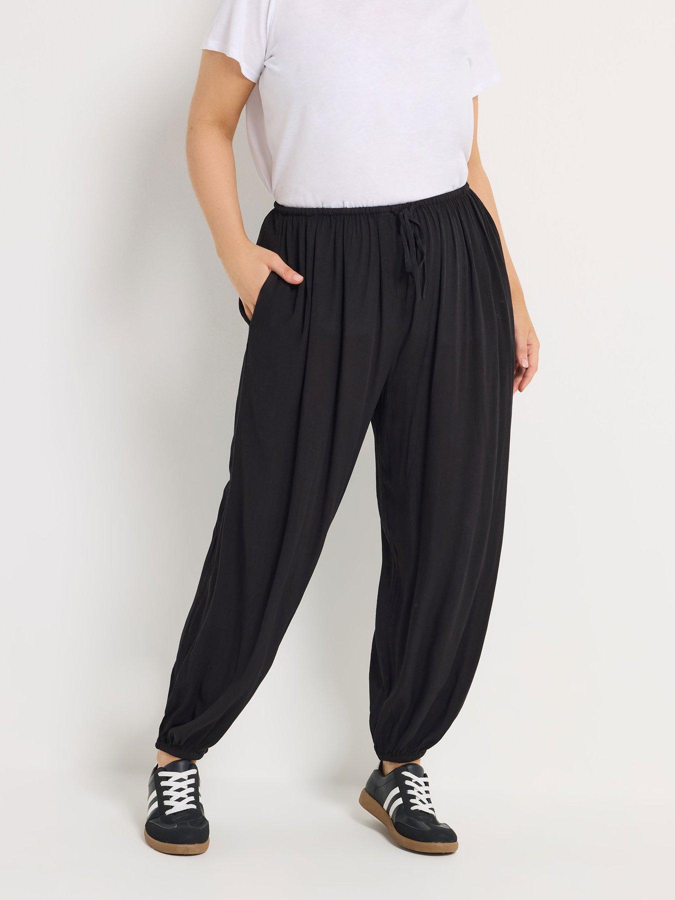 Yours Curve Woven Cuffed Balloon Trousers - Black