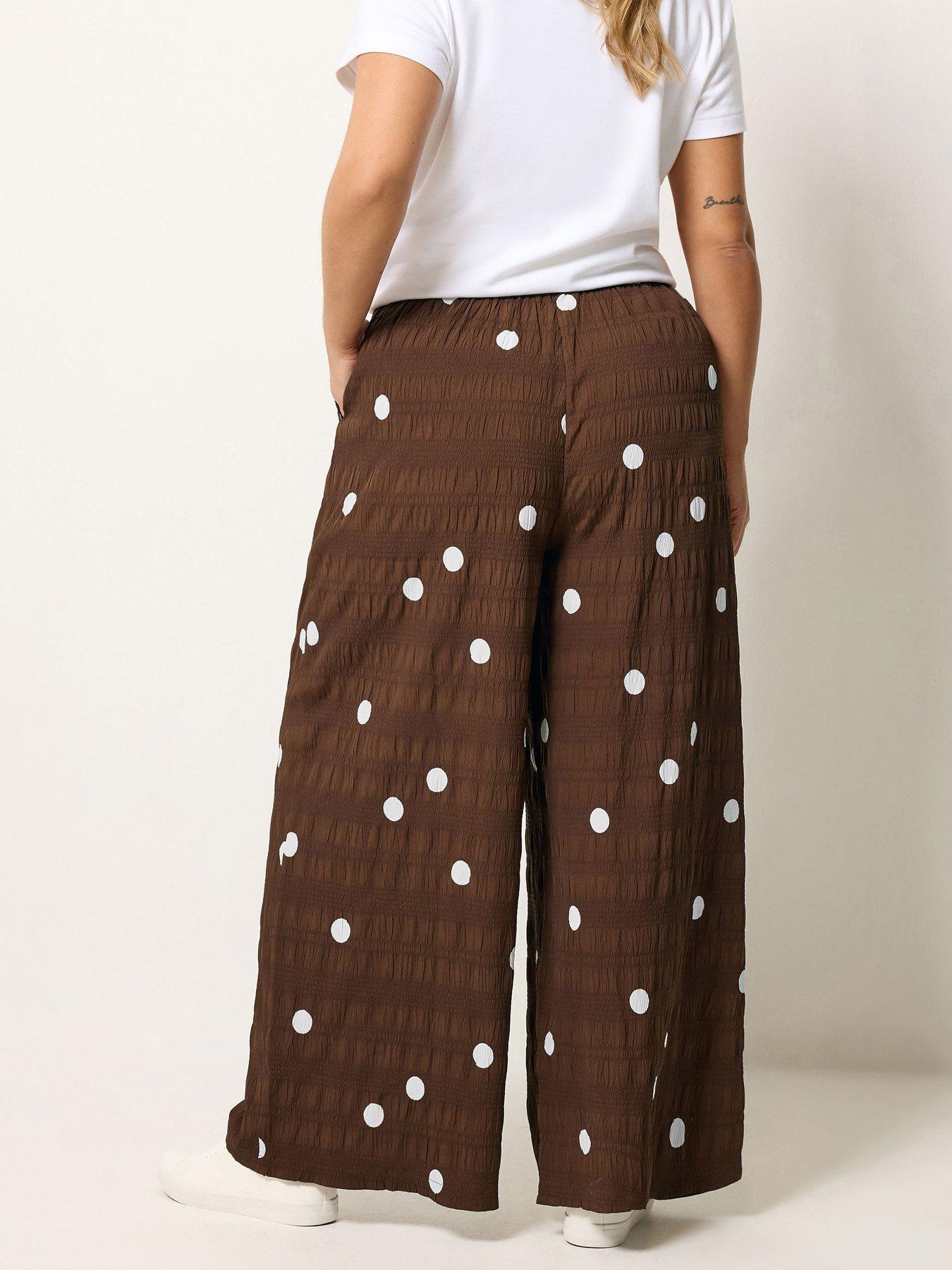 Image 2 of 5 of Yours Curve Woven Polka Dot Printed Trousers