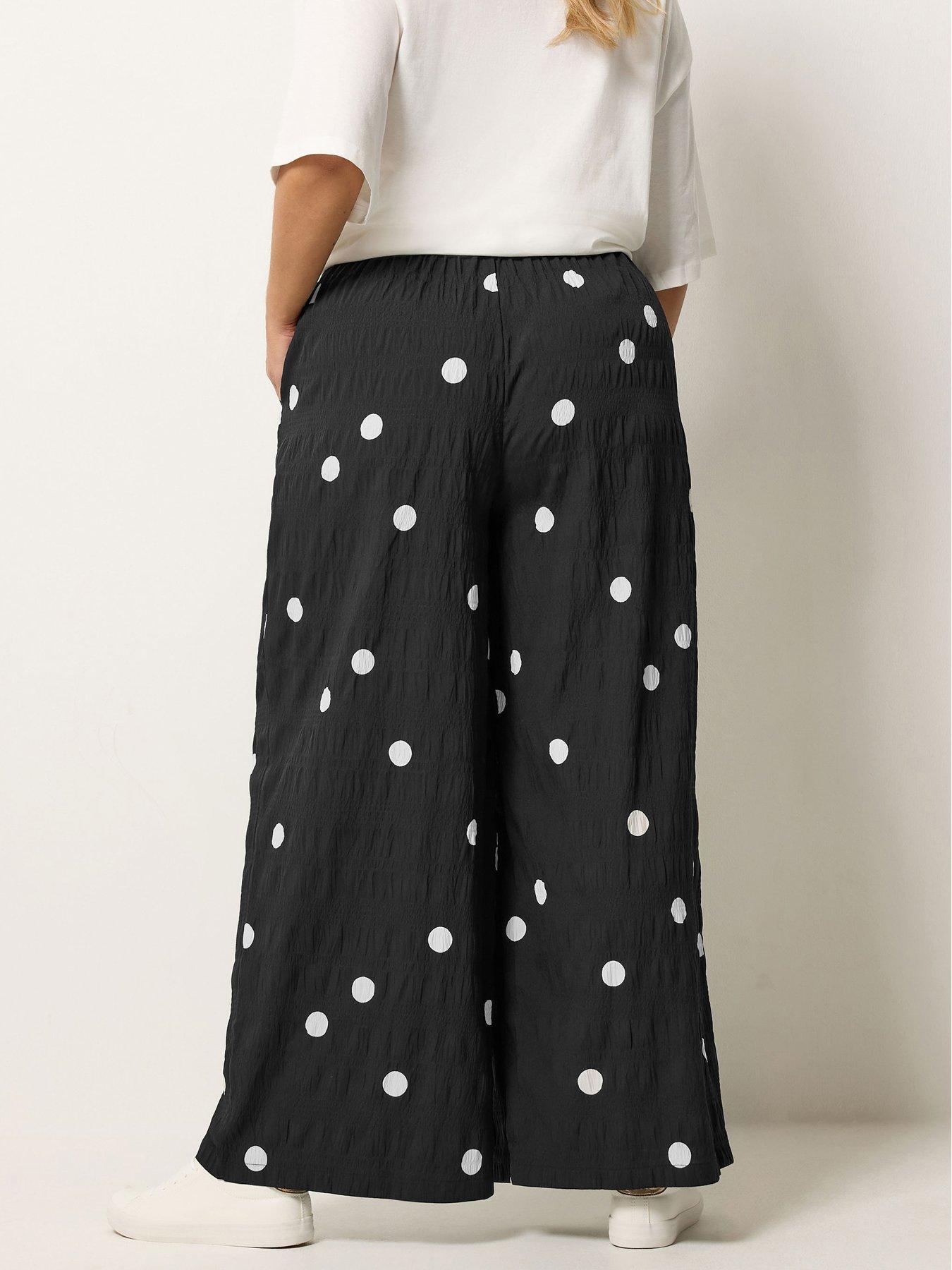Image 2 of 5 of Yours Curve Woven Polka Dot Printed Trousers