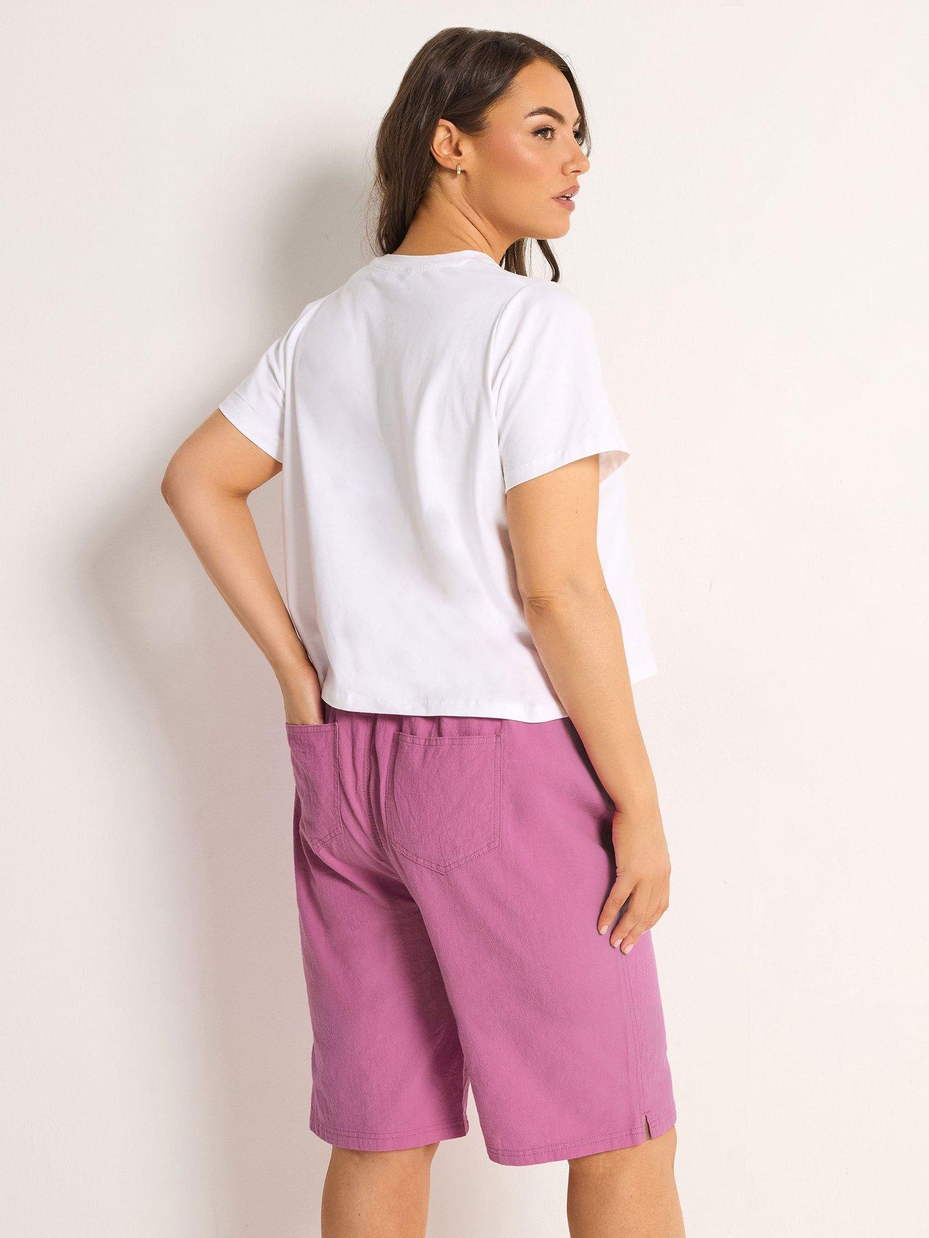 Image 2 of 4 of Yours Curve Cool Cotton Shorts - Pink