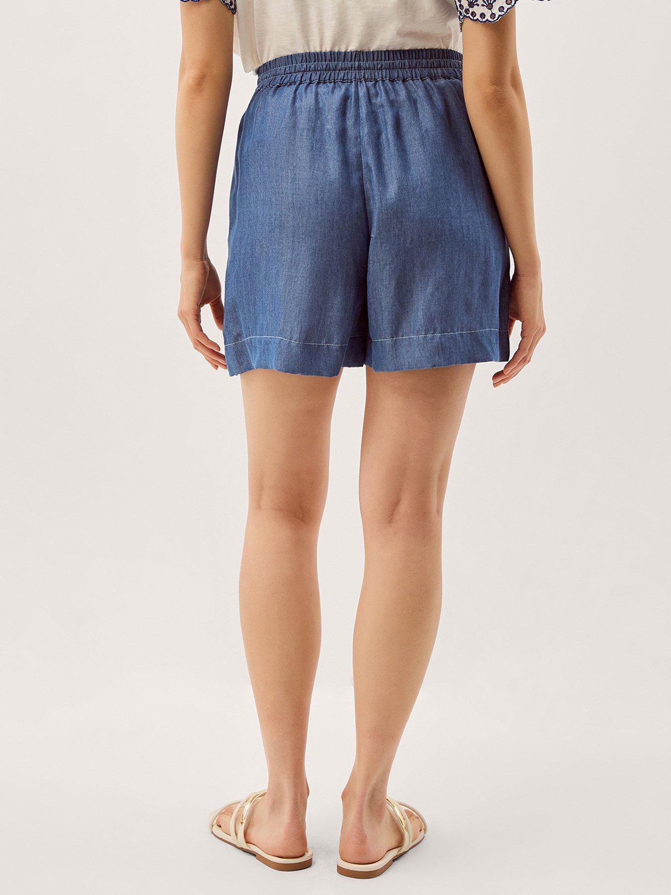 Image 2 of 5 of Monsoon Isla Embroidered Denim Shorts - Blue