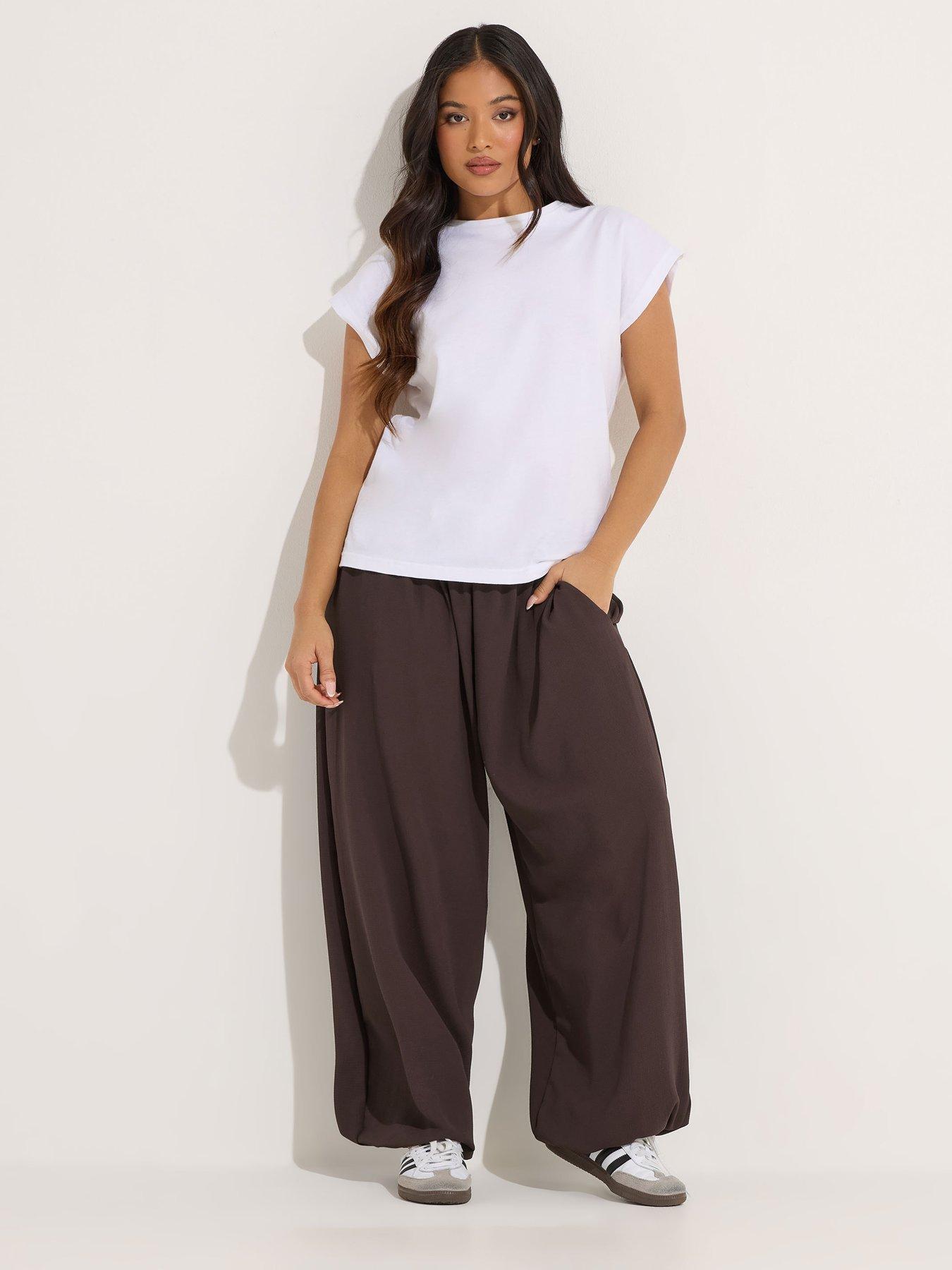 Image 4 of 6 of PixieGirl Petite Choc Brown Balloon Trousers