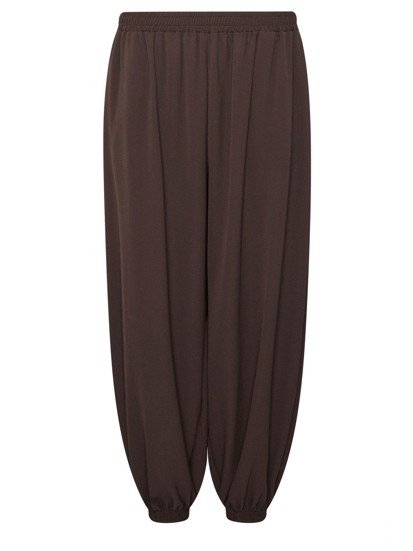 Image 6 of 6 of PixieGirl Petite Choc Brown Balloon Trousers