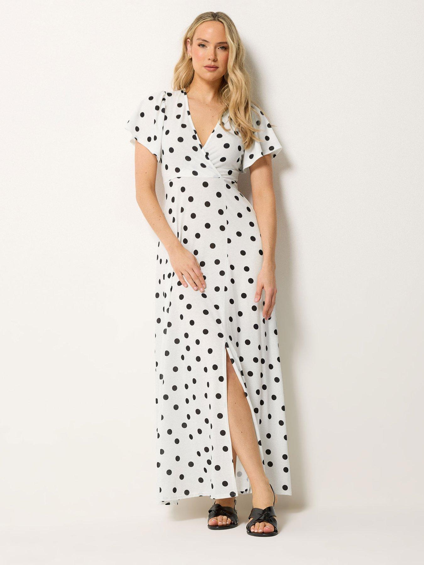 Image 1 of 4 of Long Tall Sally Spot Wrap Maxi Dress - White