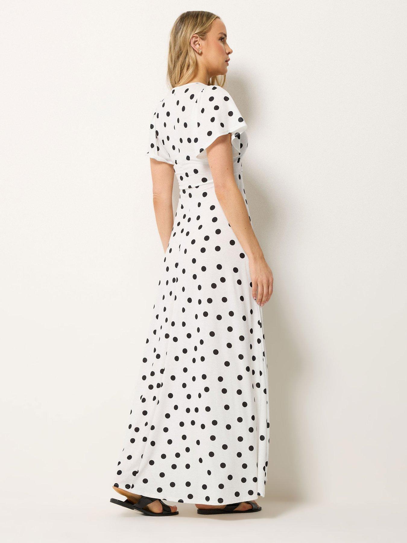 Image 2 of 4 of Long Tall Sally Spot Wrap Maxi Dress - White