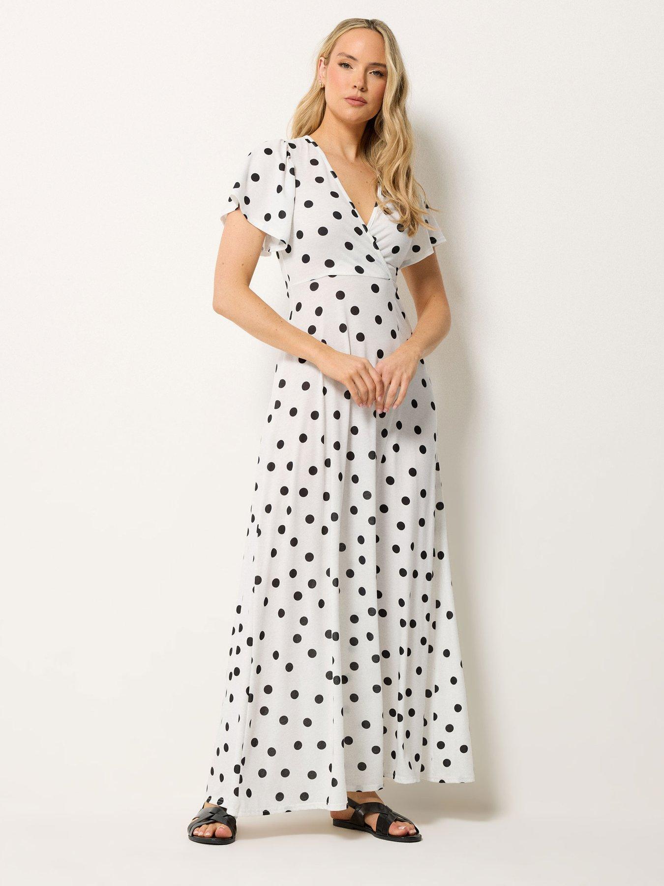 Image 3 of 4 of Long Tall Sally Spot Wrap Maxi Dress - White