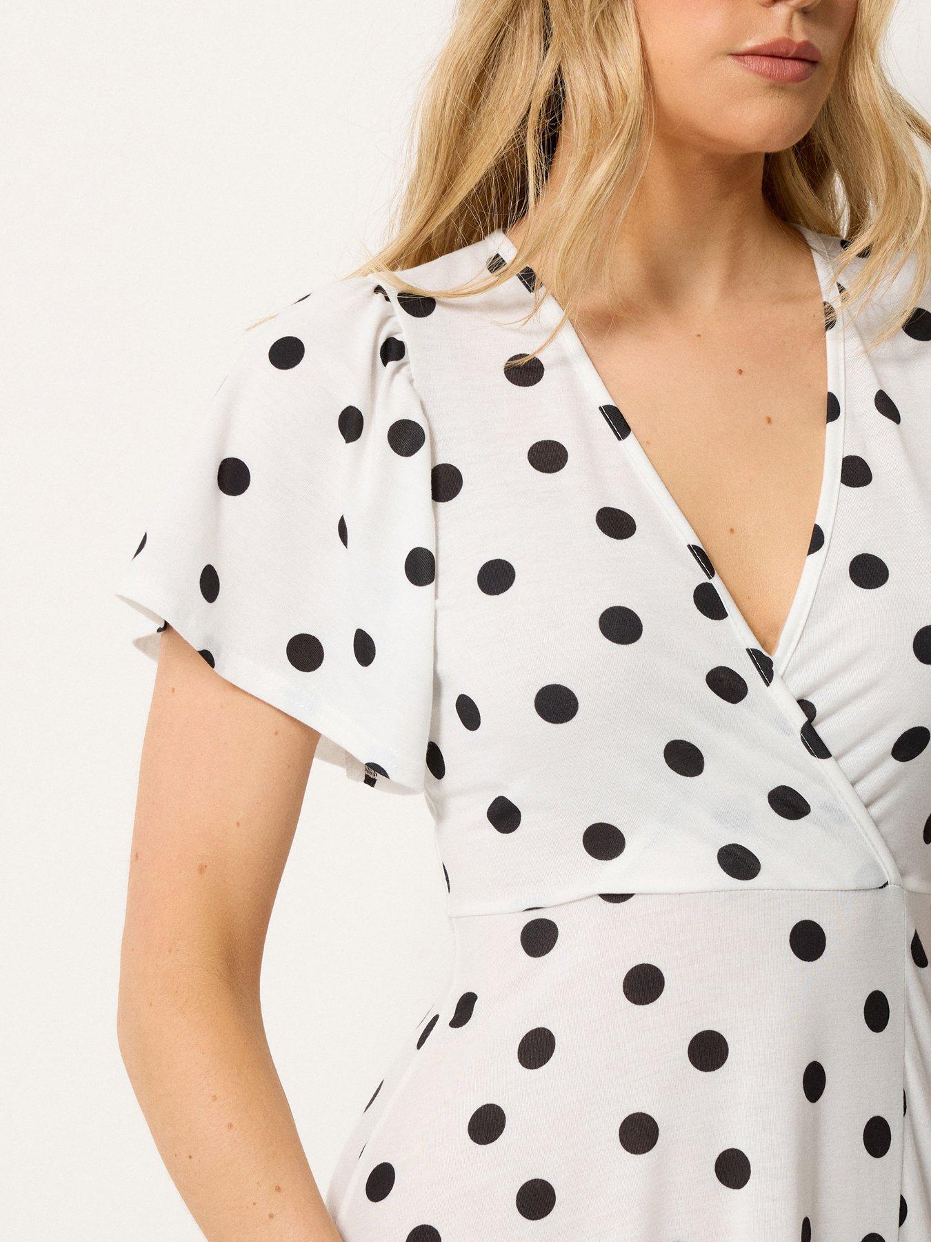 Image 4 of 4 of Long Tall Sally Spot Wrap Maxi Dress - White