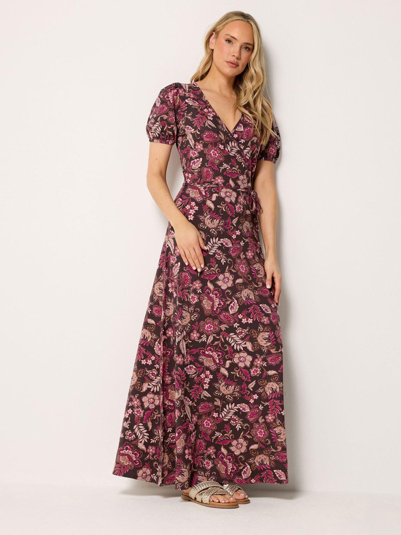 Long Tall Sally Floral Wrap Maxi Dress - Brown