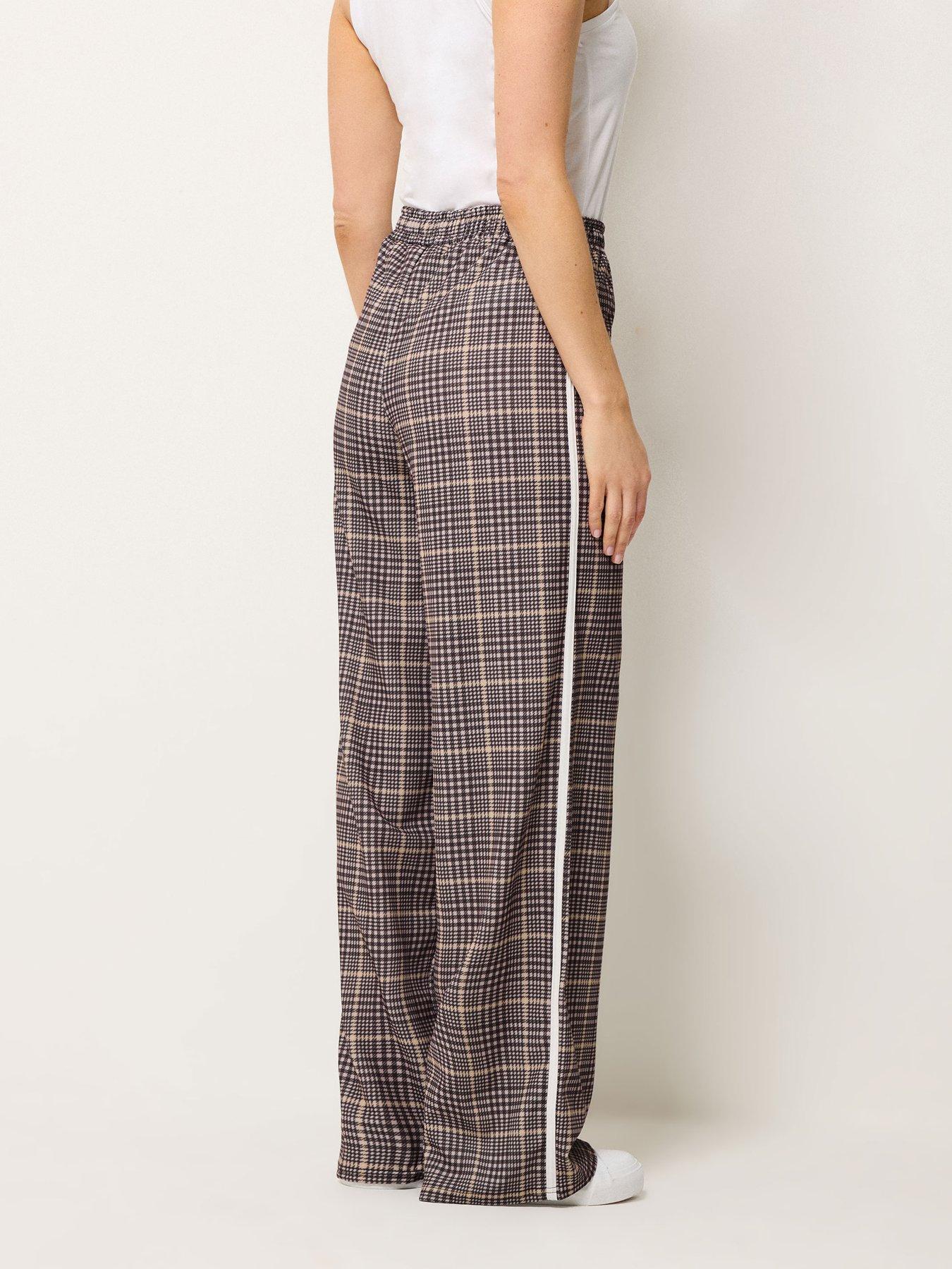 Image 2 of 5 of Long Tall Sally Check Piped Wide Leg Trouser 36" - Brown
