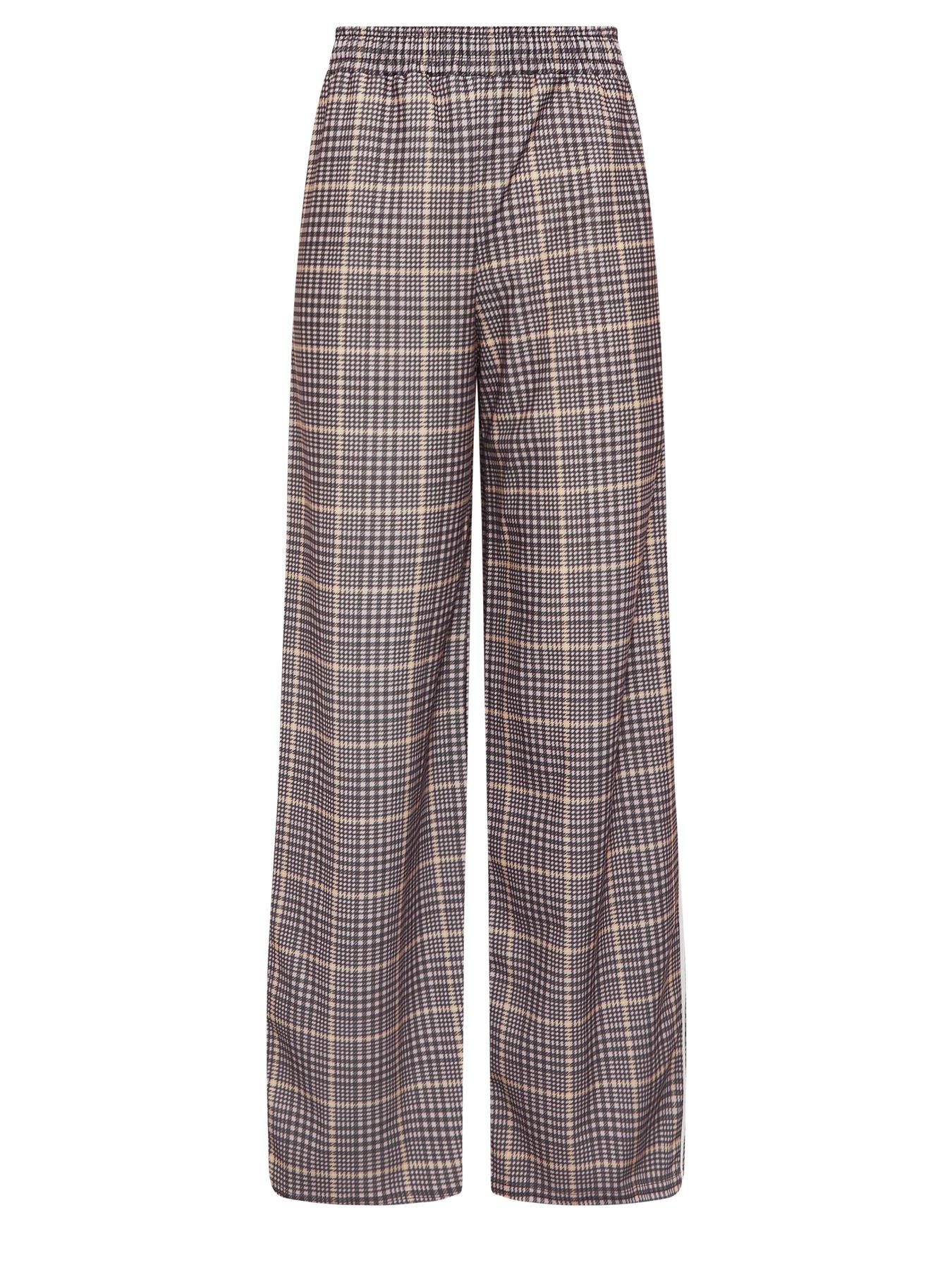 Image 5 of 5 of Long Tall Sally Check Piped Wide Leg Trouser 36" - Brown