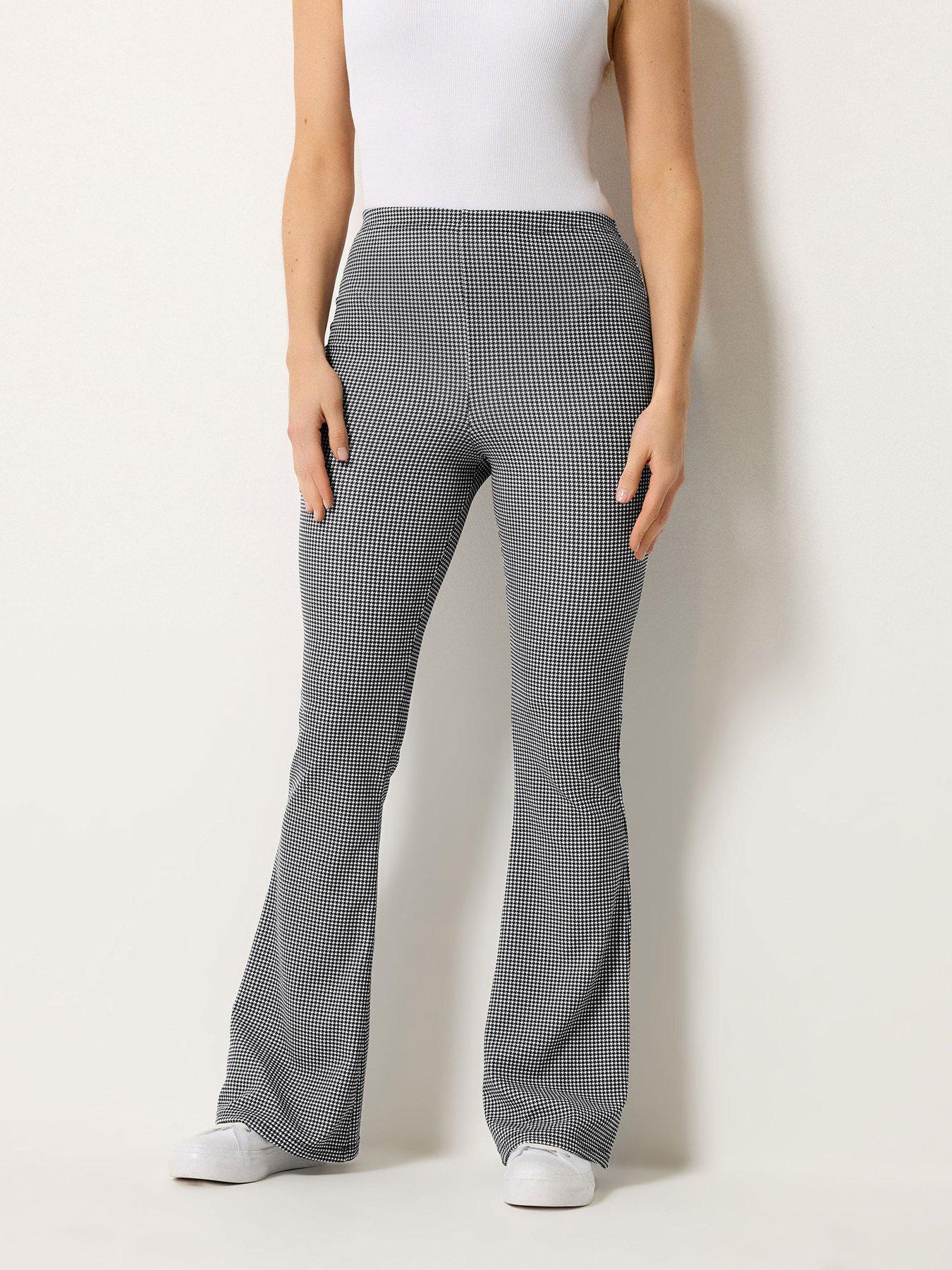Image 1 of 5 of Long Tall Sally Check Kickflare Trouser 34" - Black