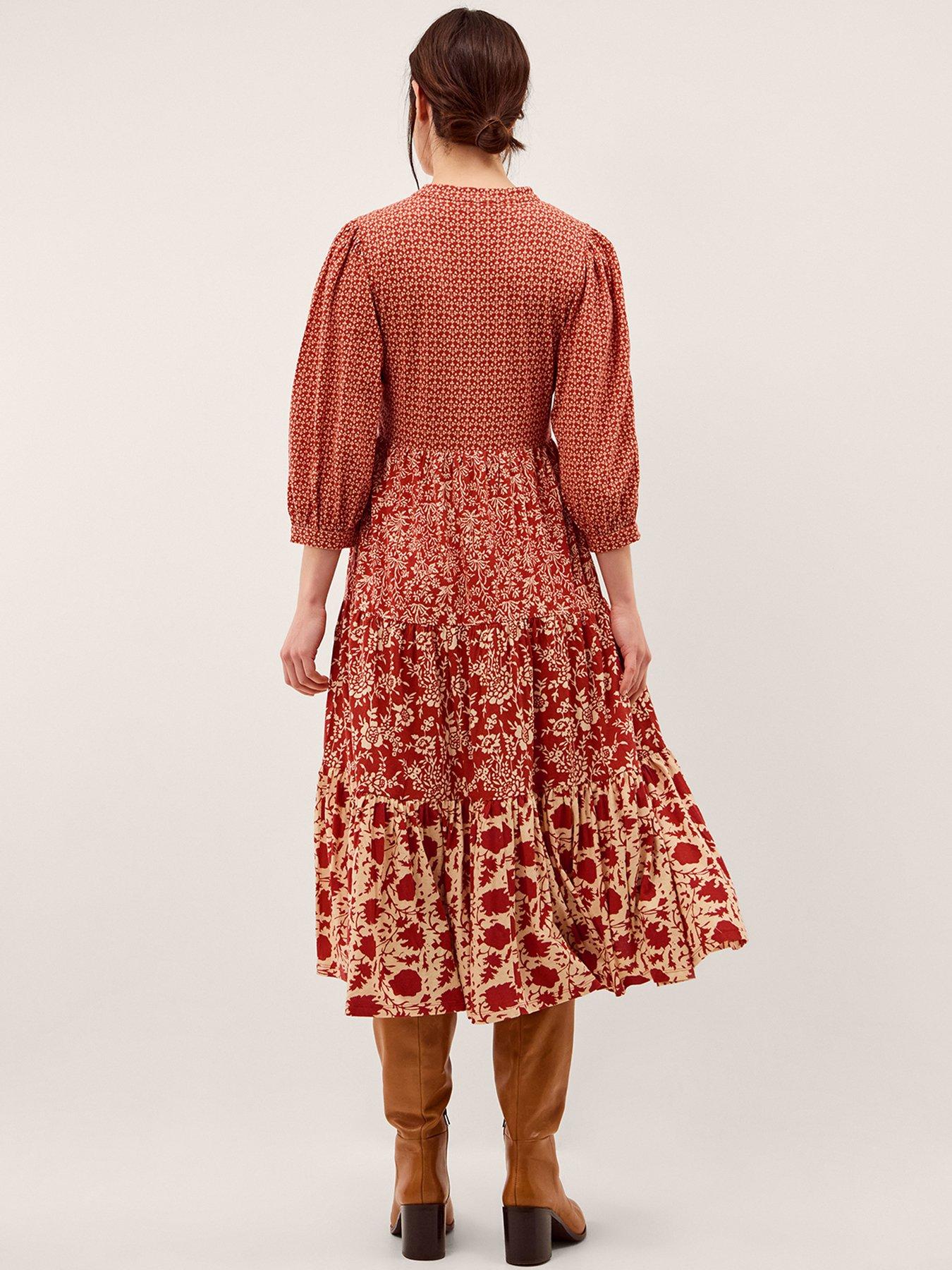 Image 2 of 4 of Monsoon Palmer Print Jersey Dress - Red