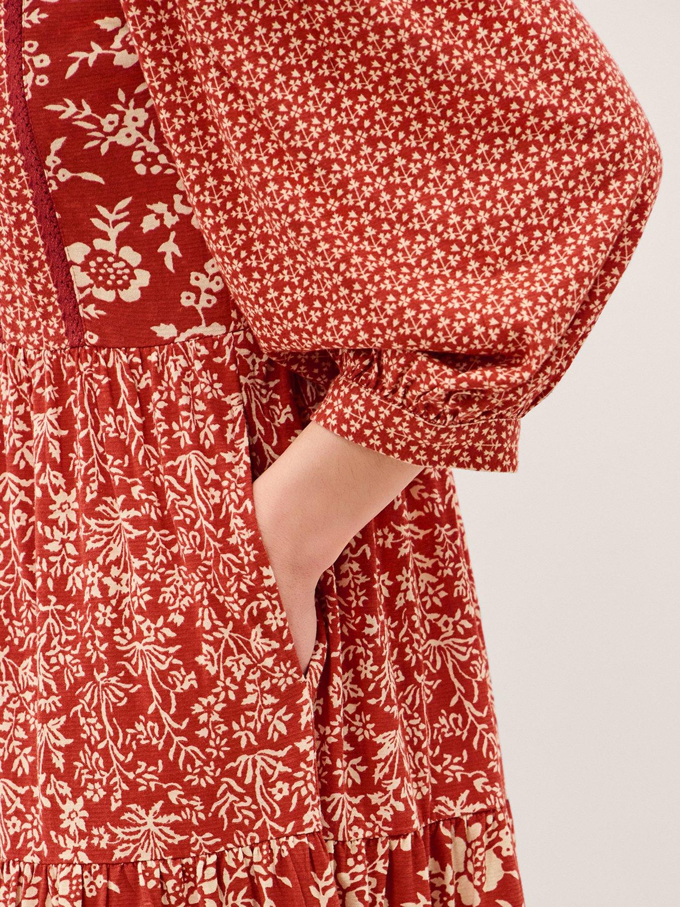 Image 3 of 4 of Monsoon Palmer Print Jersey Dress - Red