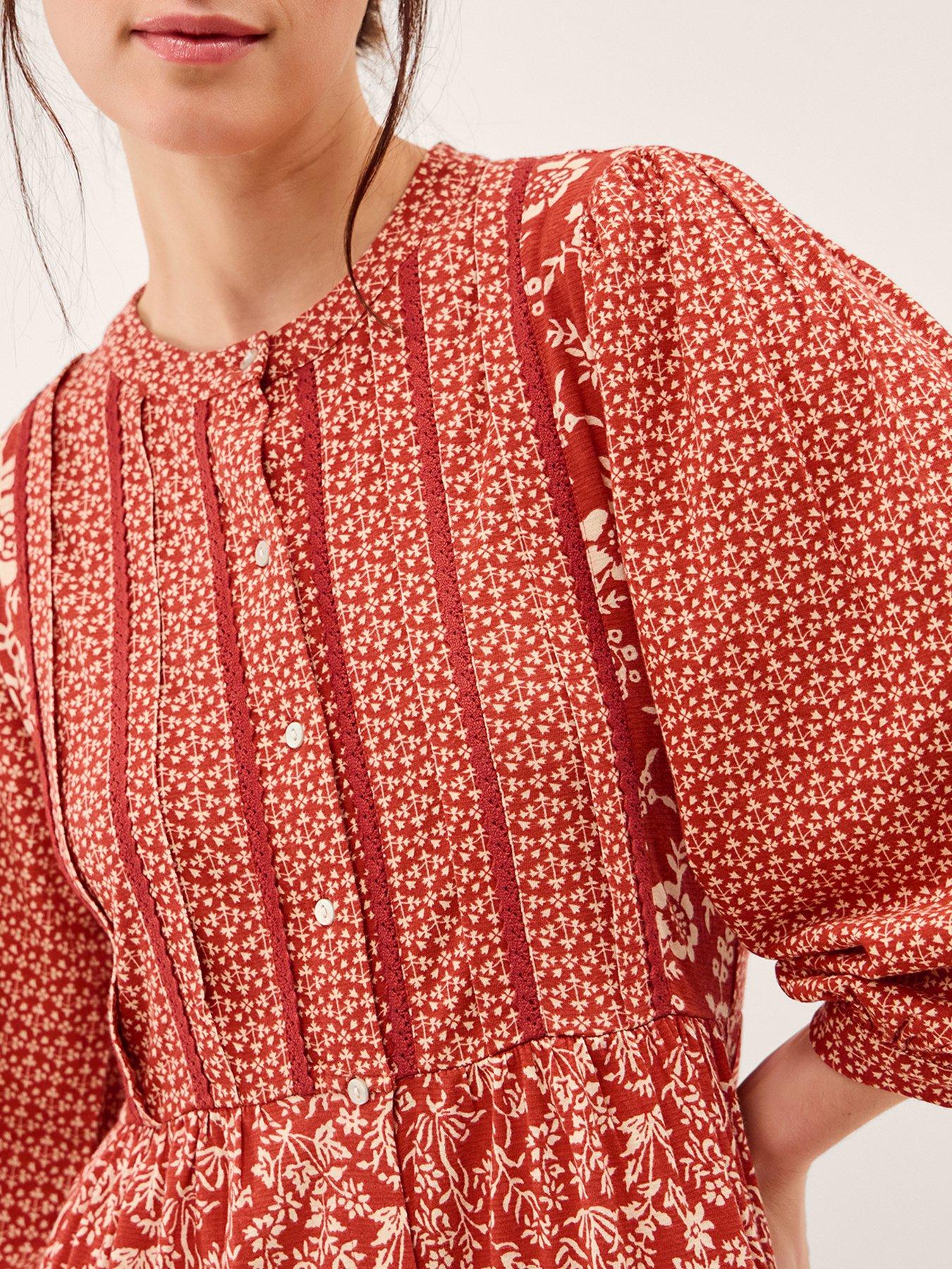 Image 4 of 4 of Monsoon Palmer Print Jersey Dress - Red