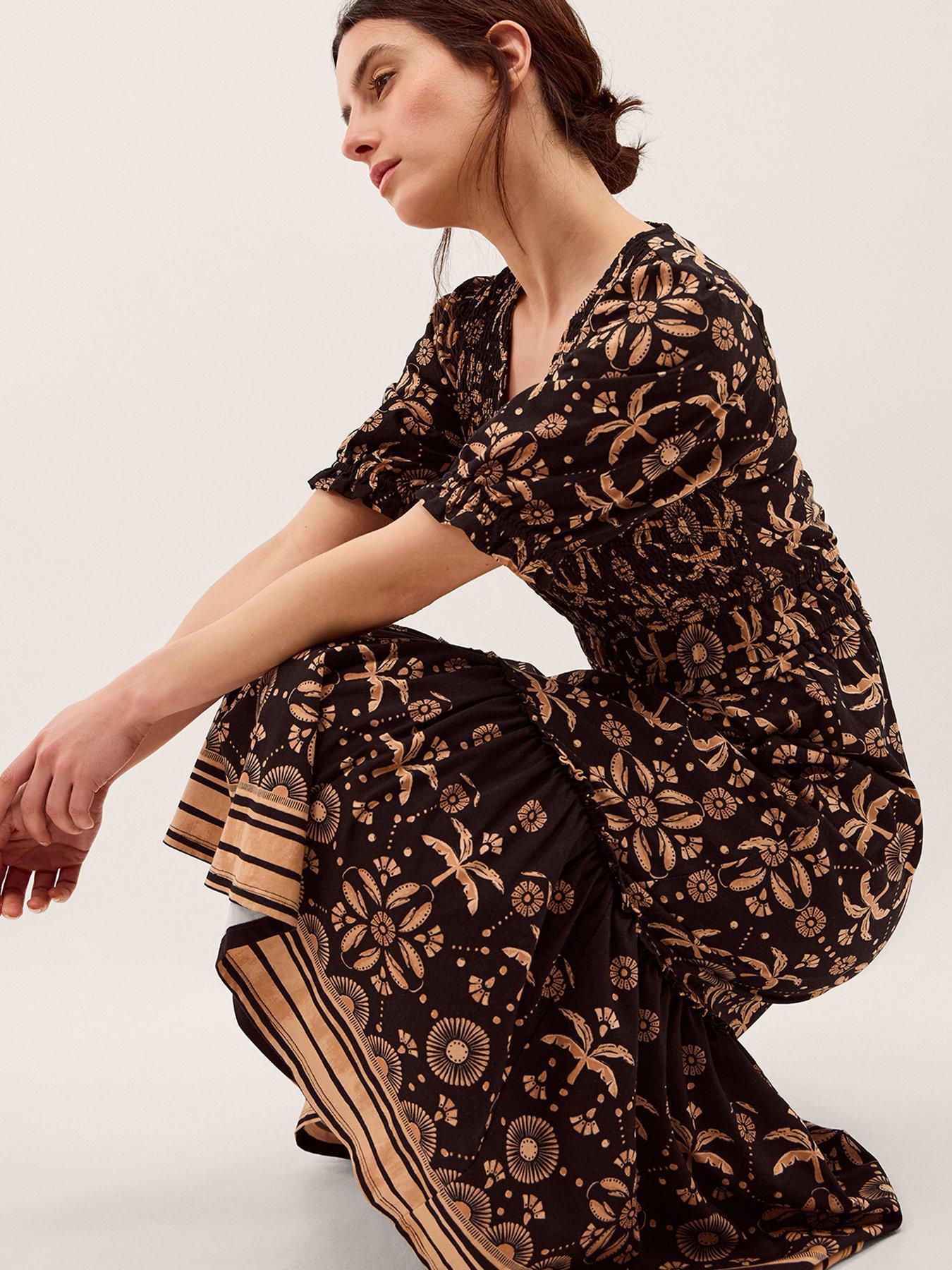 Image 3 of 4 of Monsoon Thalia Print Jersey Dress - Black