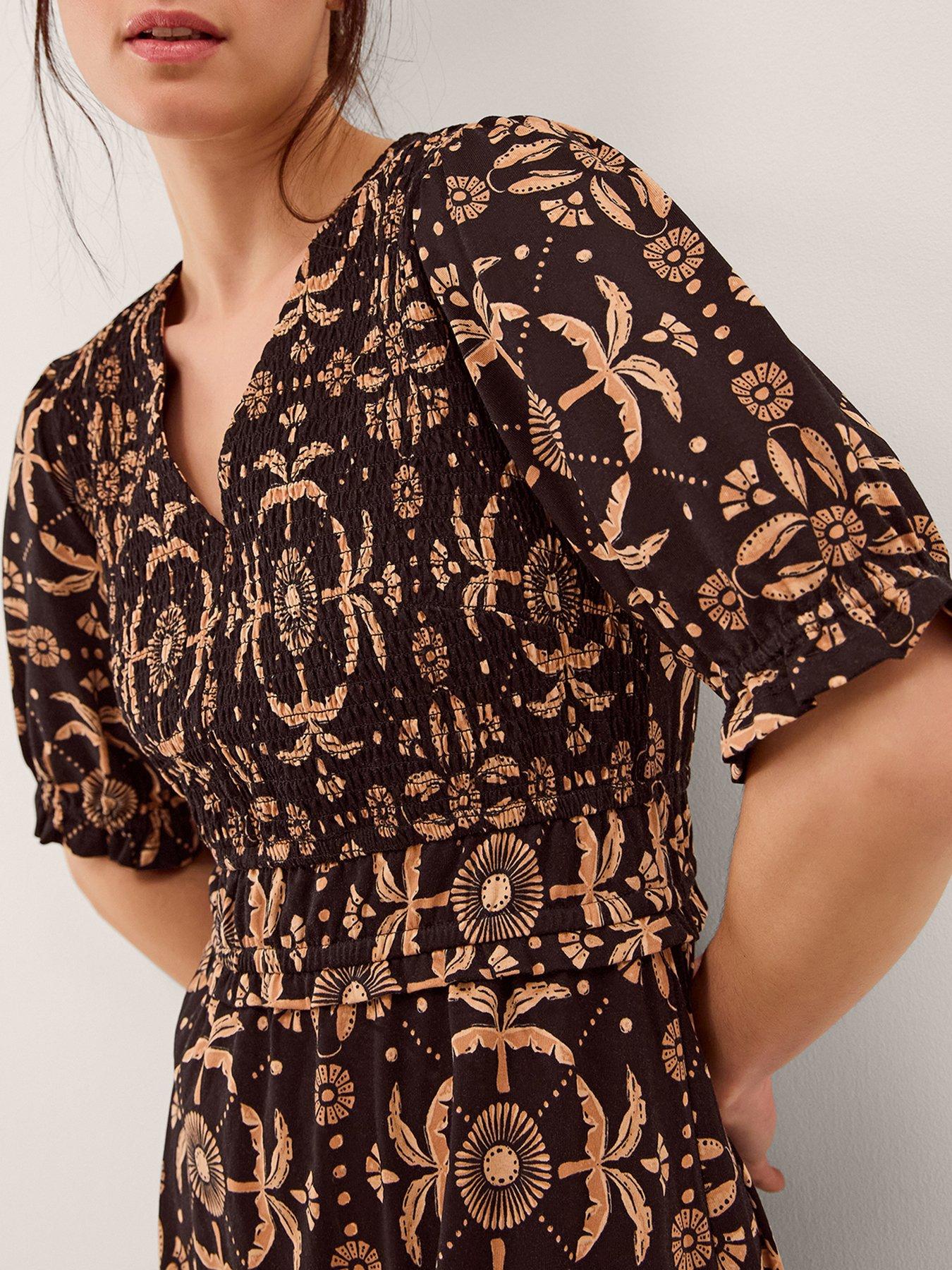 Image 4 of 4 of Monsoon Thalia Print Jersey Dress - Black