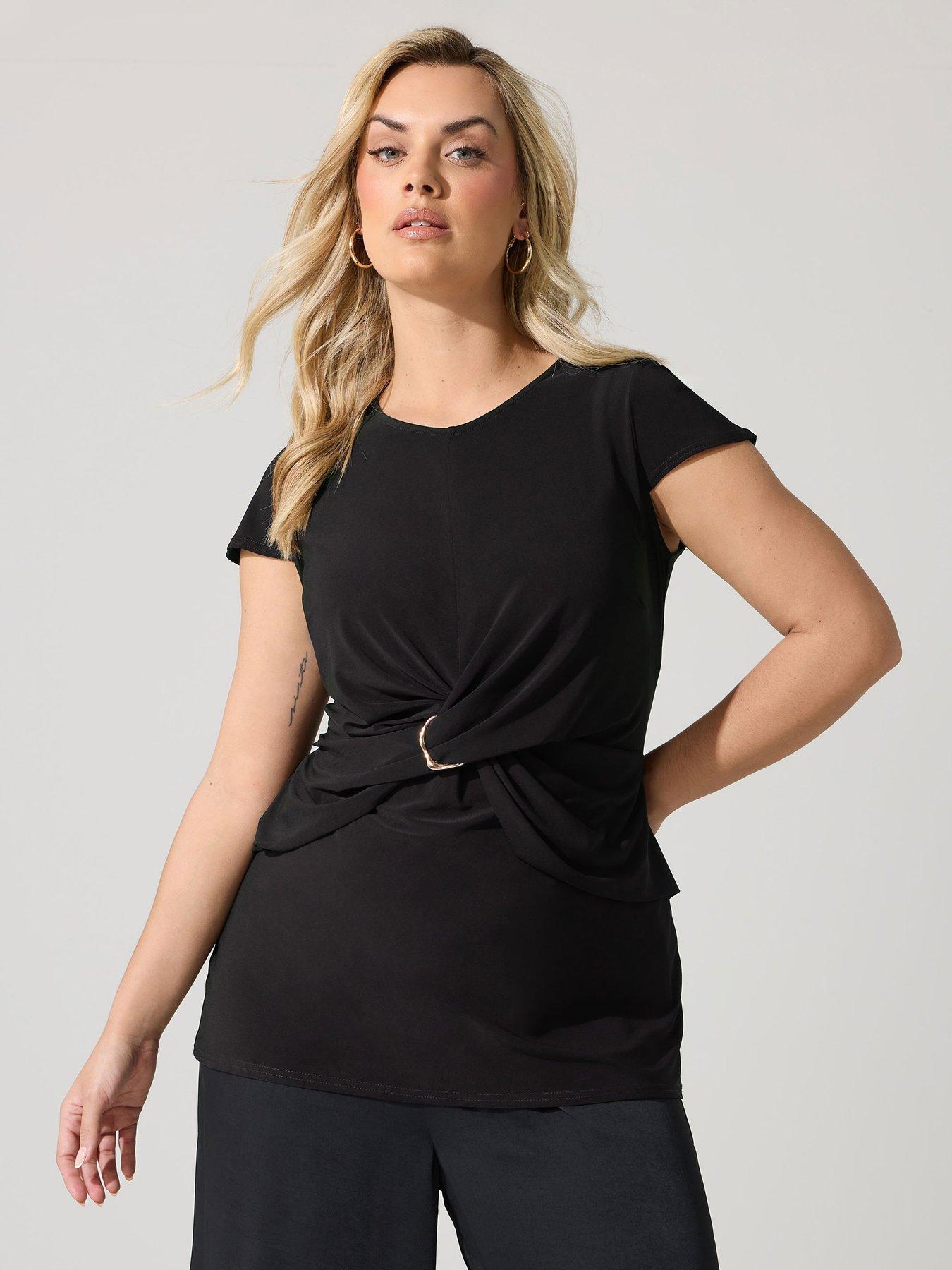 Yours Curve Buckle Twist Front Top - Black