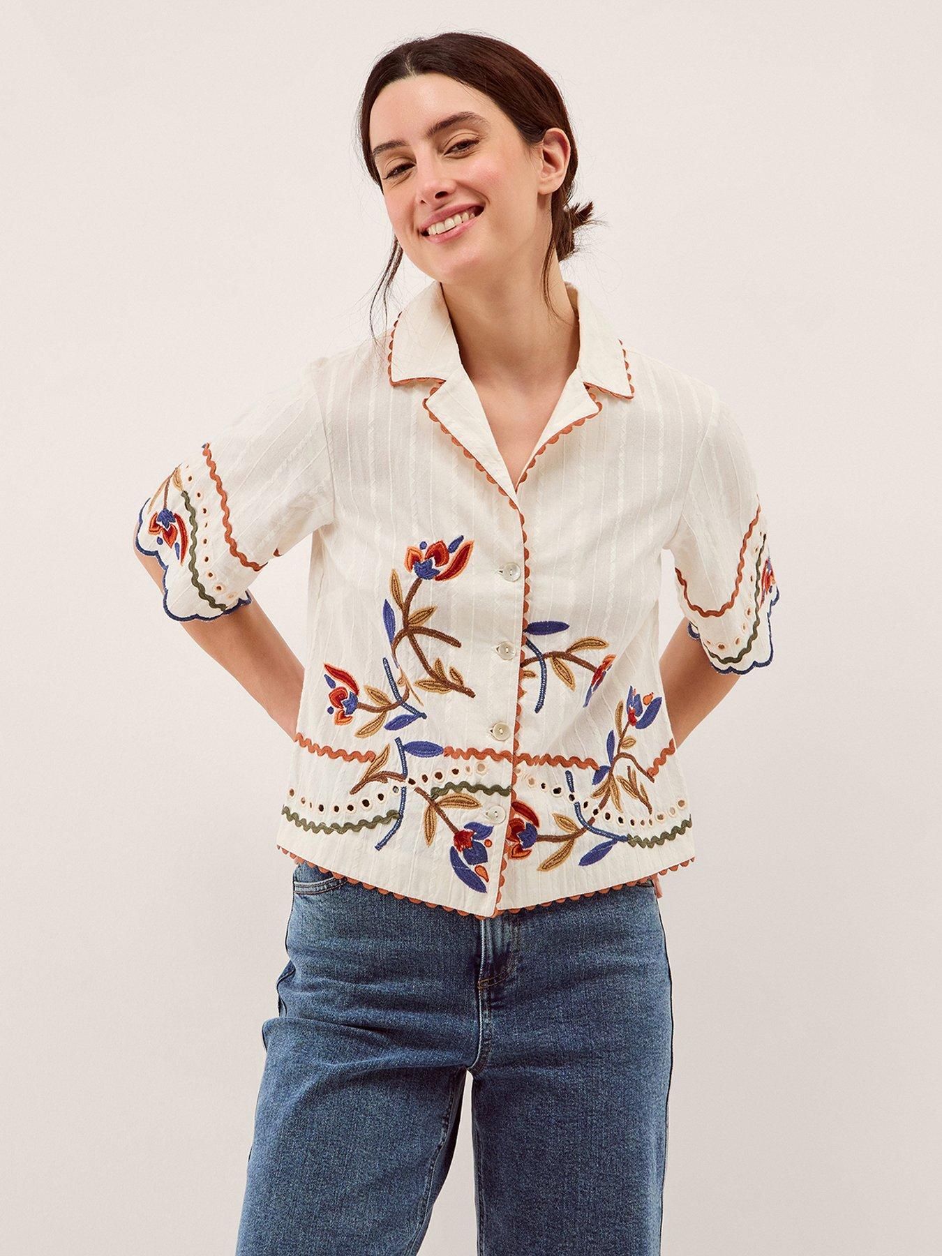 Monsoon Polly Embroidered Shirt - White