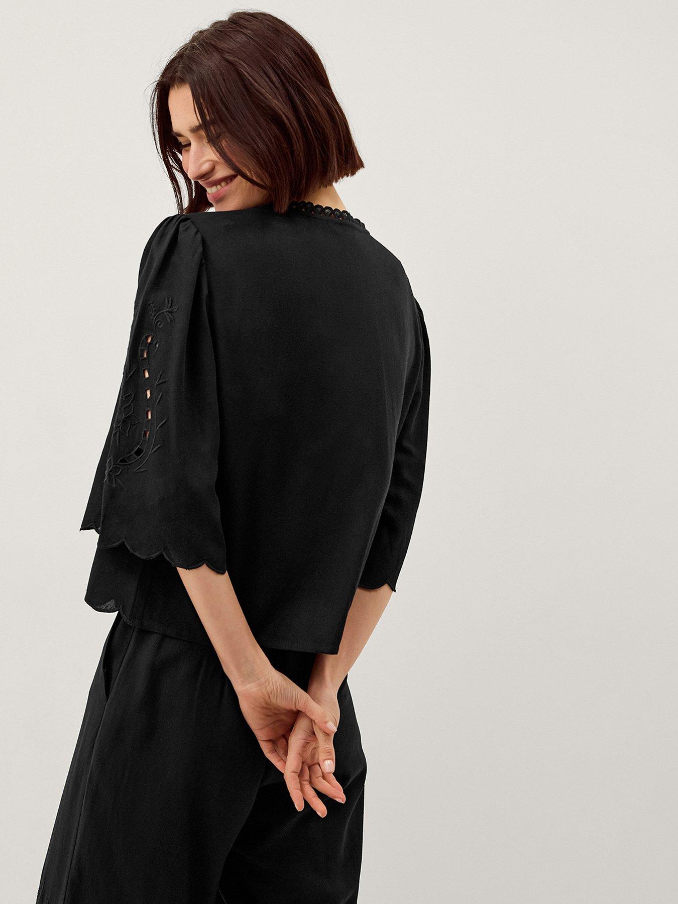 Image 2 of 4 of Monsoon Cindy Linen Blouse - Black