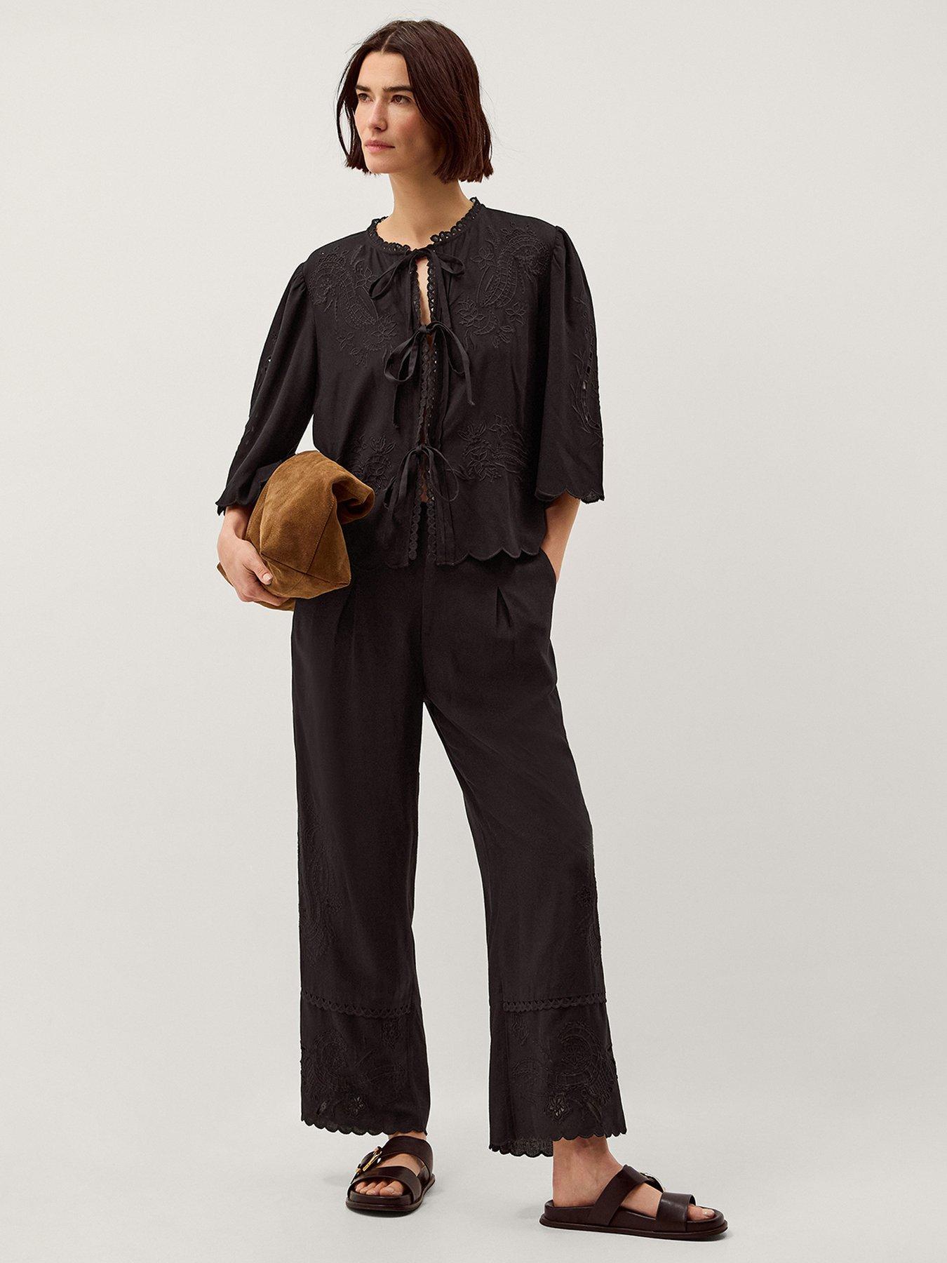 Image 3 of 4 of Monsoon Cindy Linen Blouse - Black