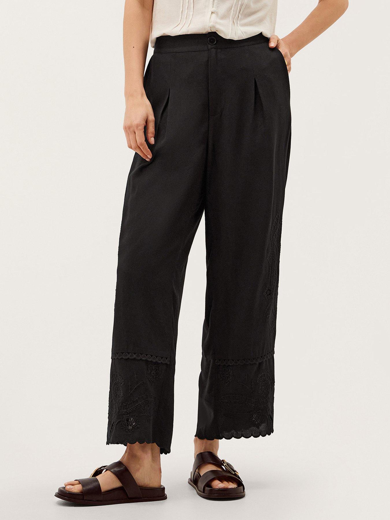 Image 1 of 4 of Monsoon Cindy Linen Trouser - Black