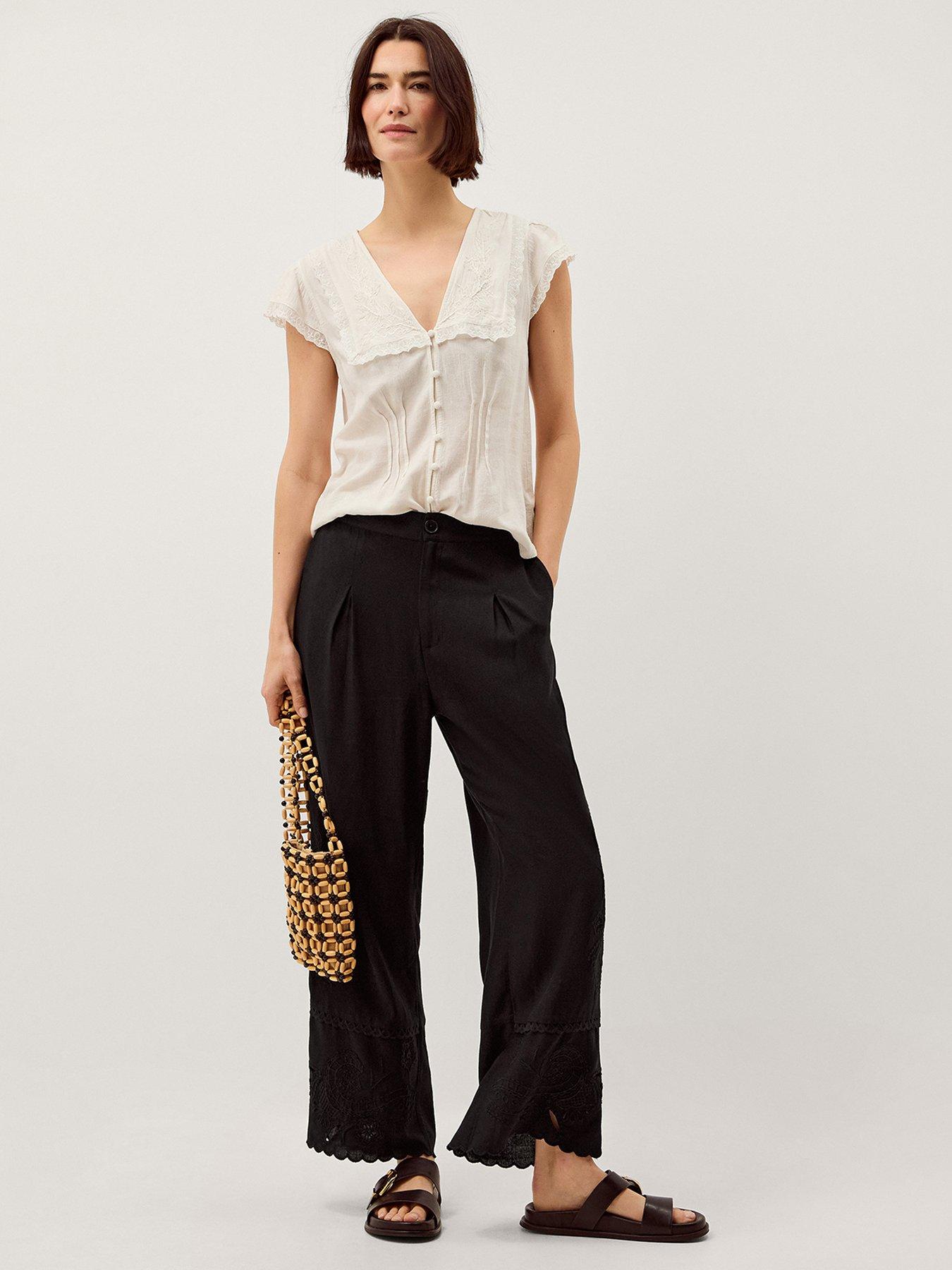 Image 3 of 4 of Monsoon Cindy Linen Trouser - Black