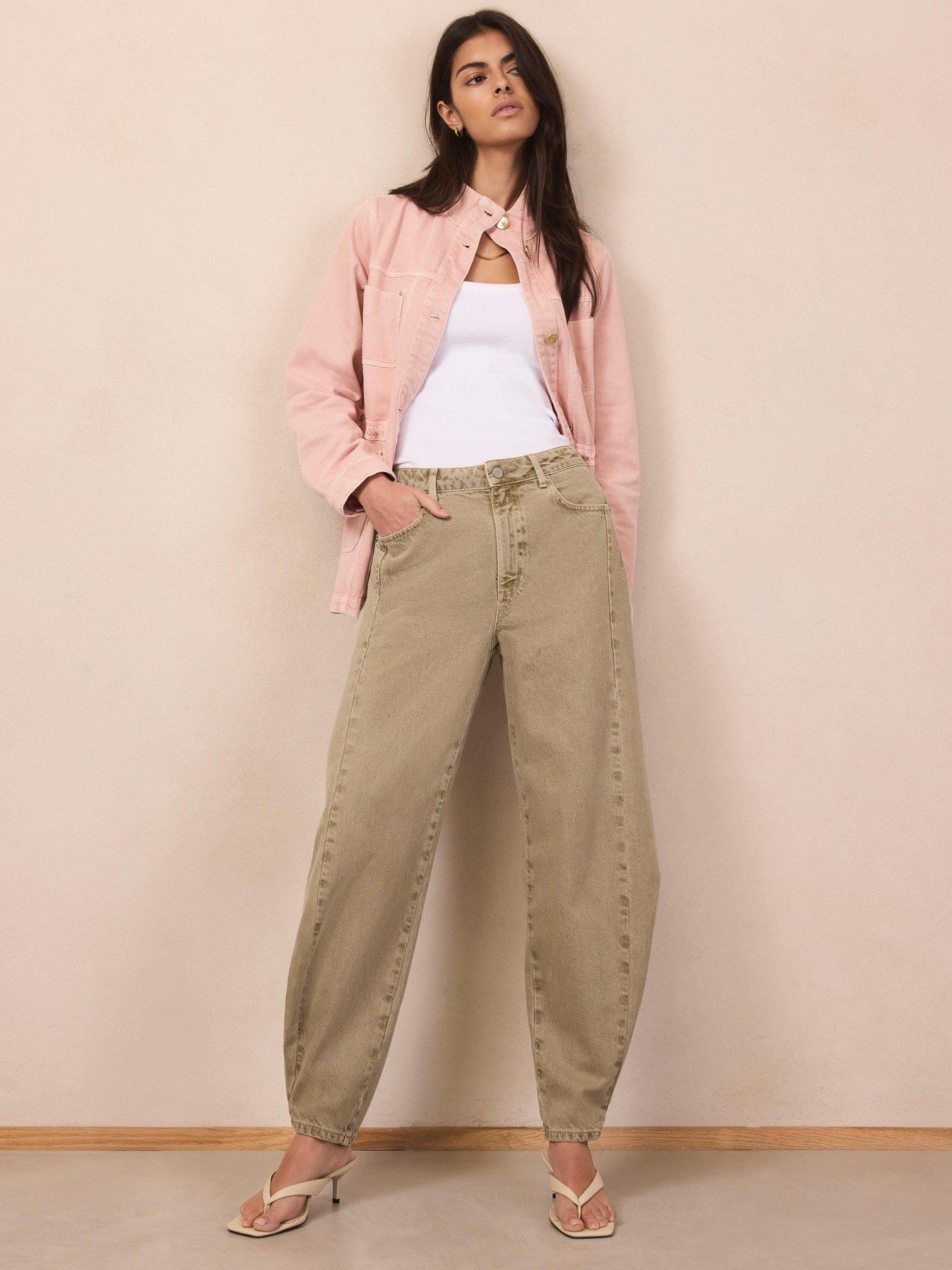 Mint Velvet Khaki Popper Balloon Jeans - Green