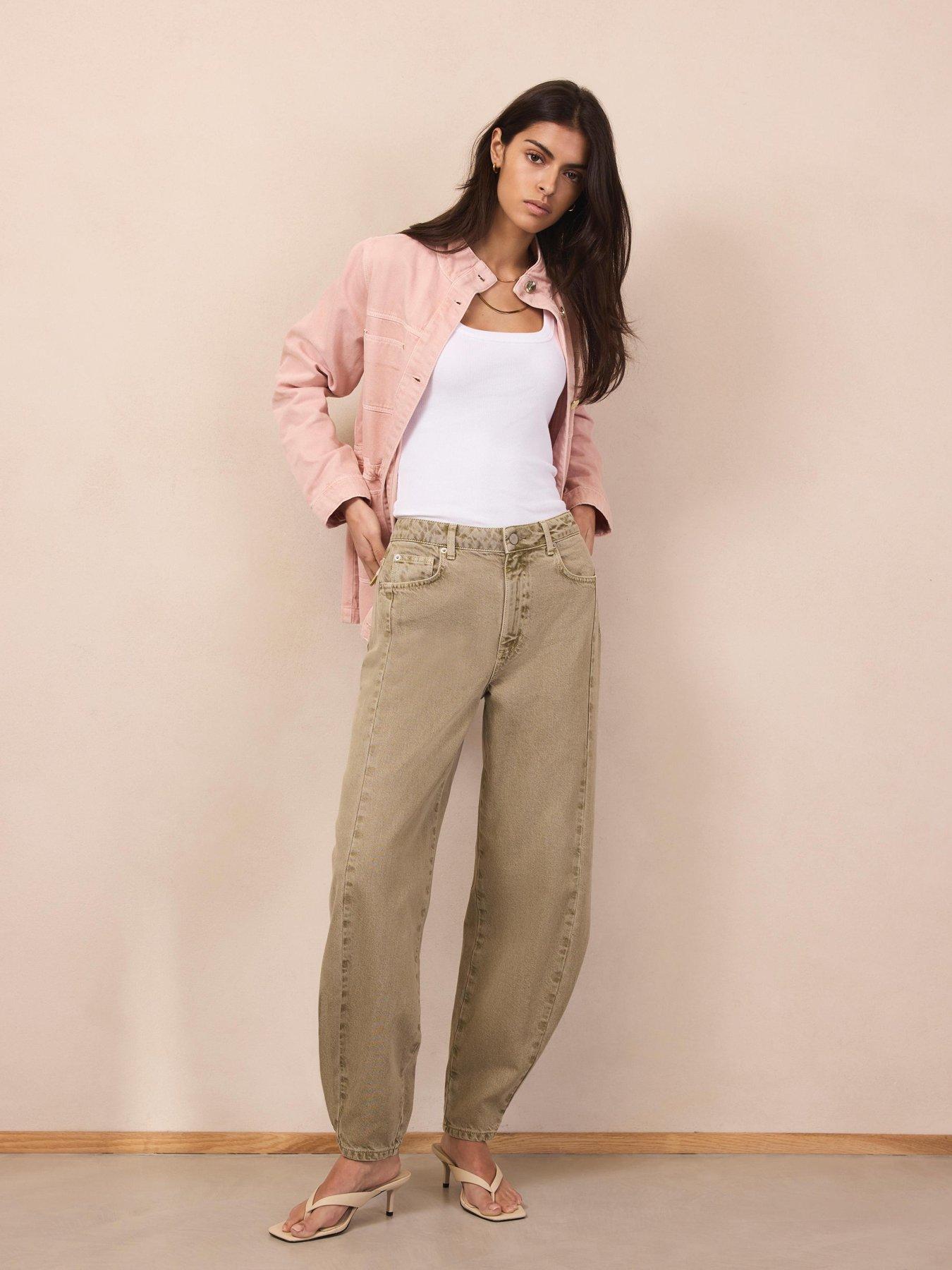 Image 2 of 6 of Mint Velvet Khaki Popper Balloon Jeans - Green