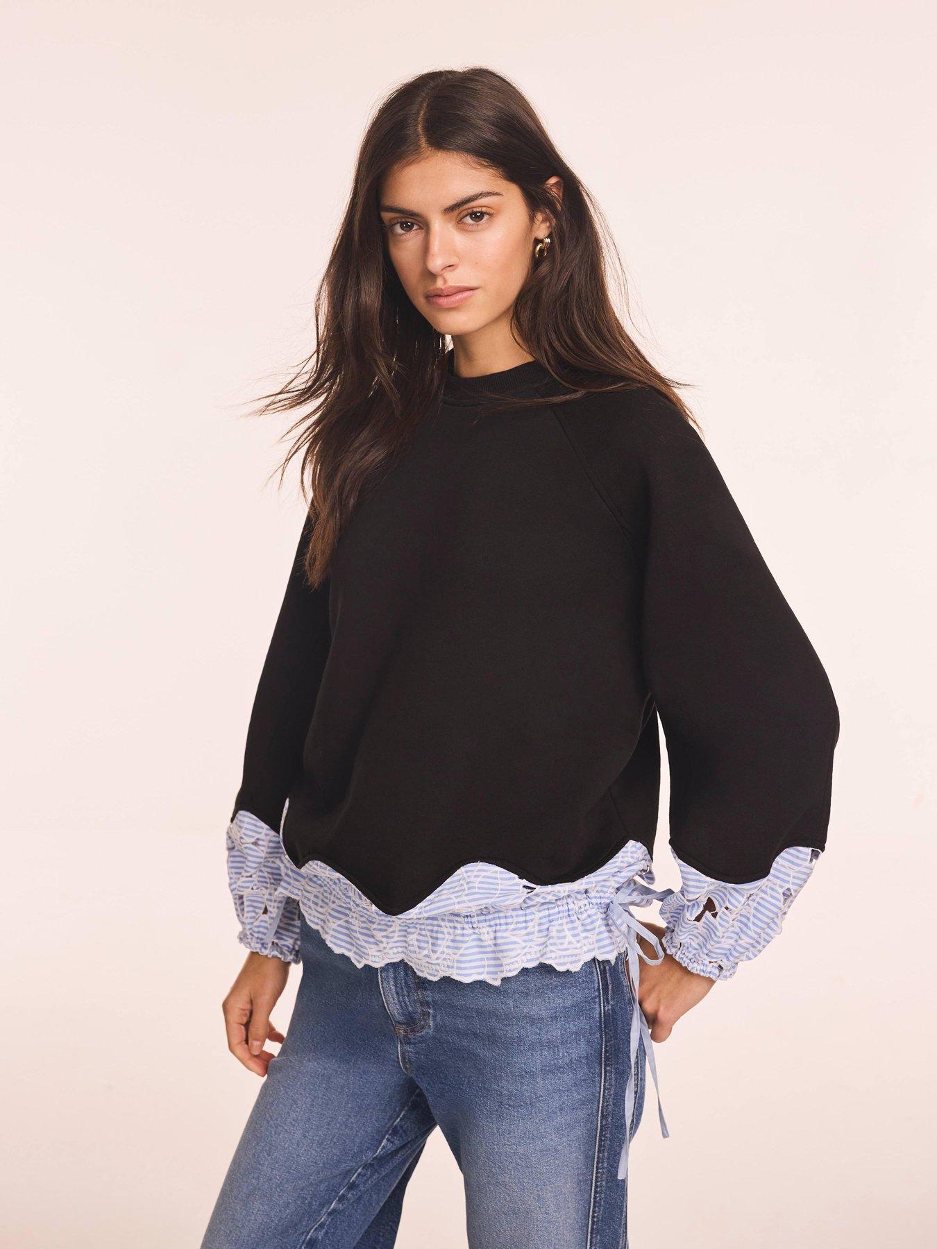 Mint Velvet Navy Stripe Hem Sweatshirt - Blue
