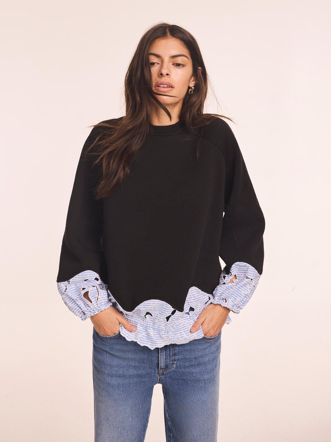 Image 4 of 6 of Mint Velvet Navy Stripe Hem Sweatshirt - Blue
