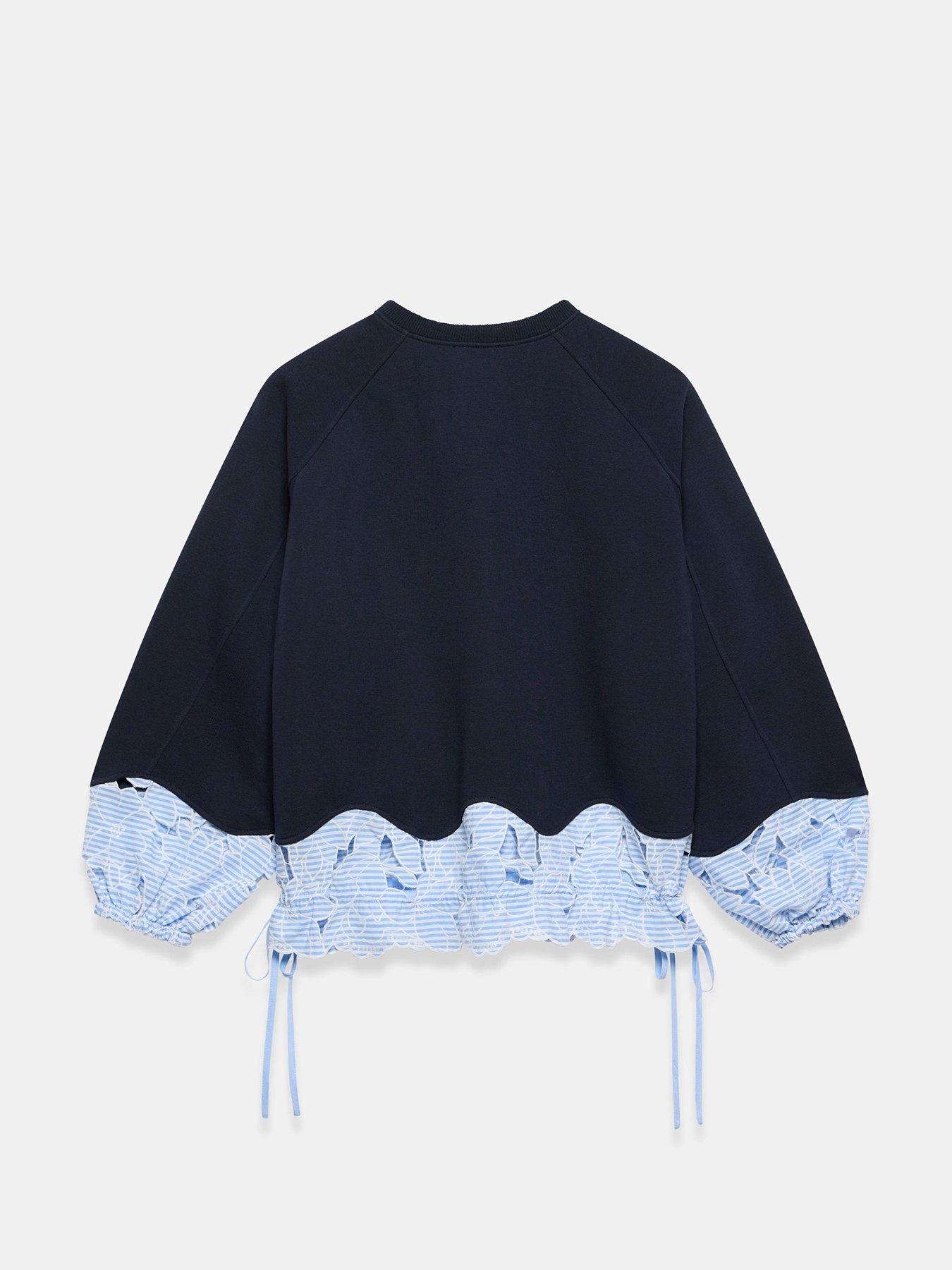 Image 6 of 6 of Mint Velvet Navy Stripe Hem Sweatshirt - Blue