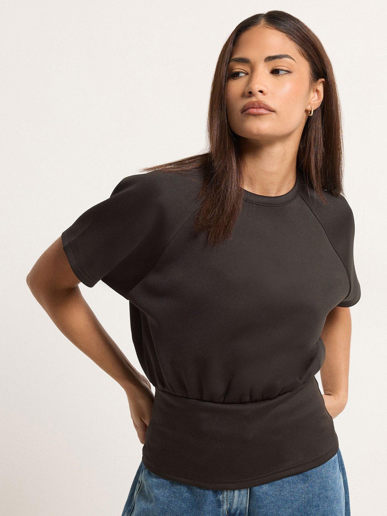 PixieGirl Petite Scuba Raglan Top - Brown