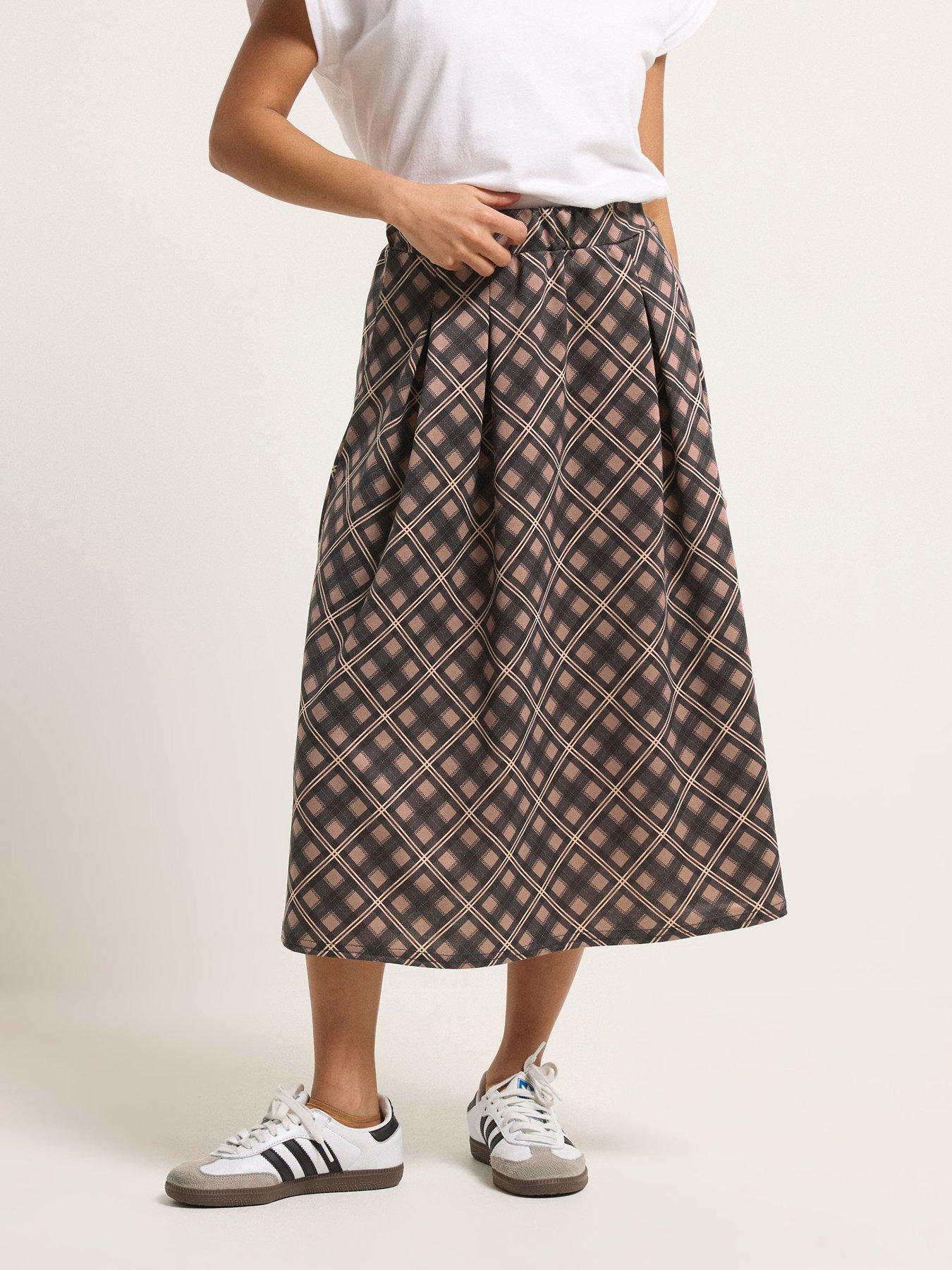 PixieGirl Petite Large Check Midi Skirt