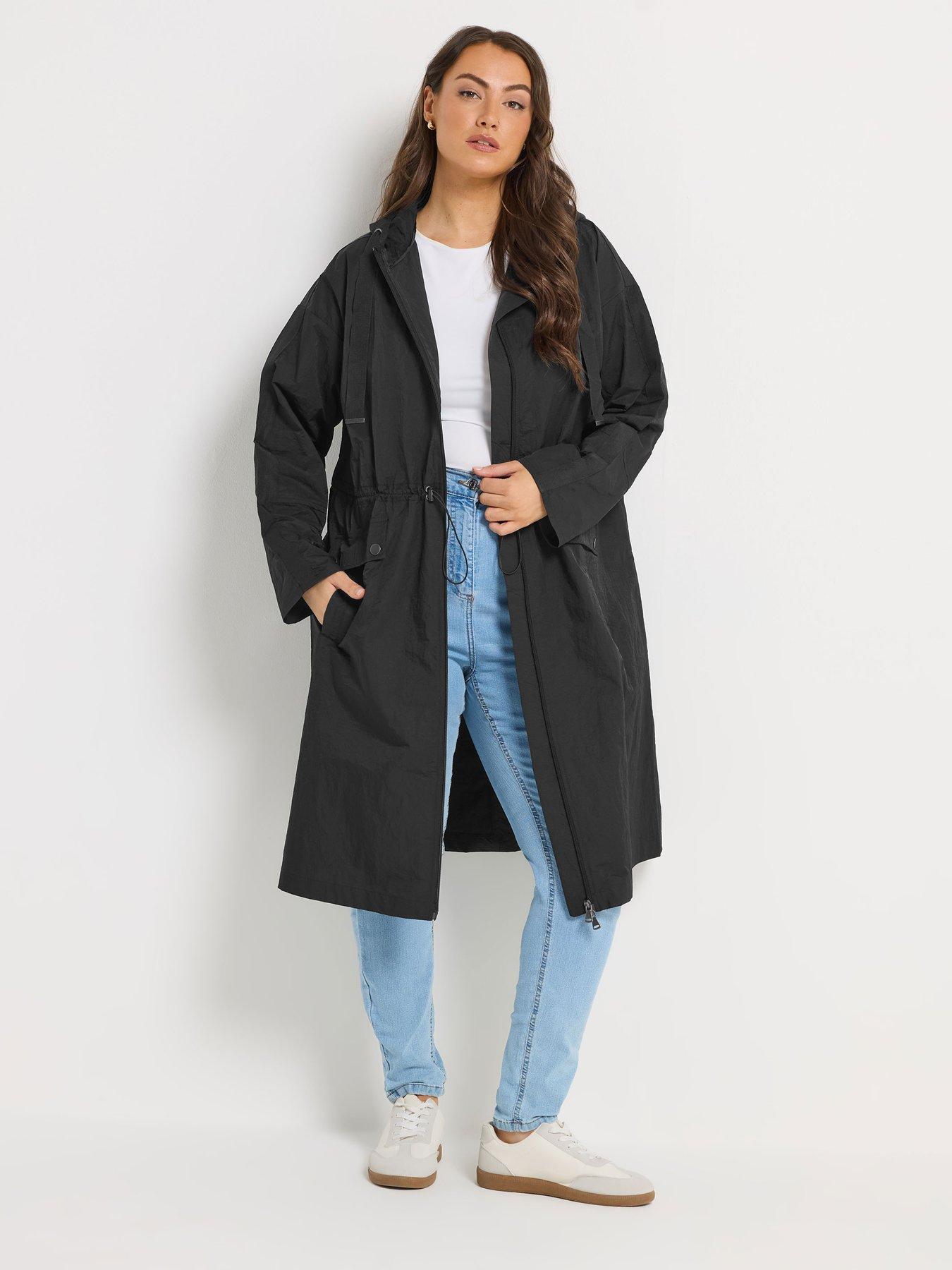 Yours Curve Longline Parka - Black
