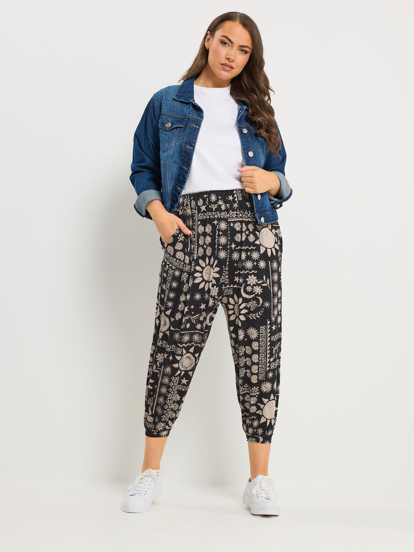 Image 3 of 5 of Yours Curve Jersey Crop Harem Trouser - Black