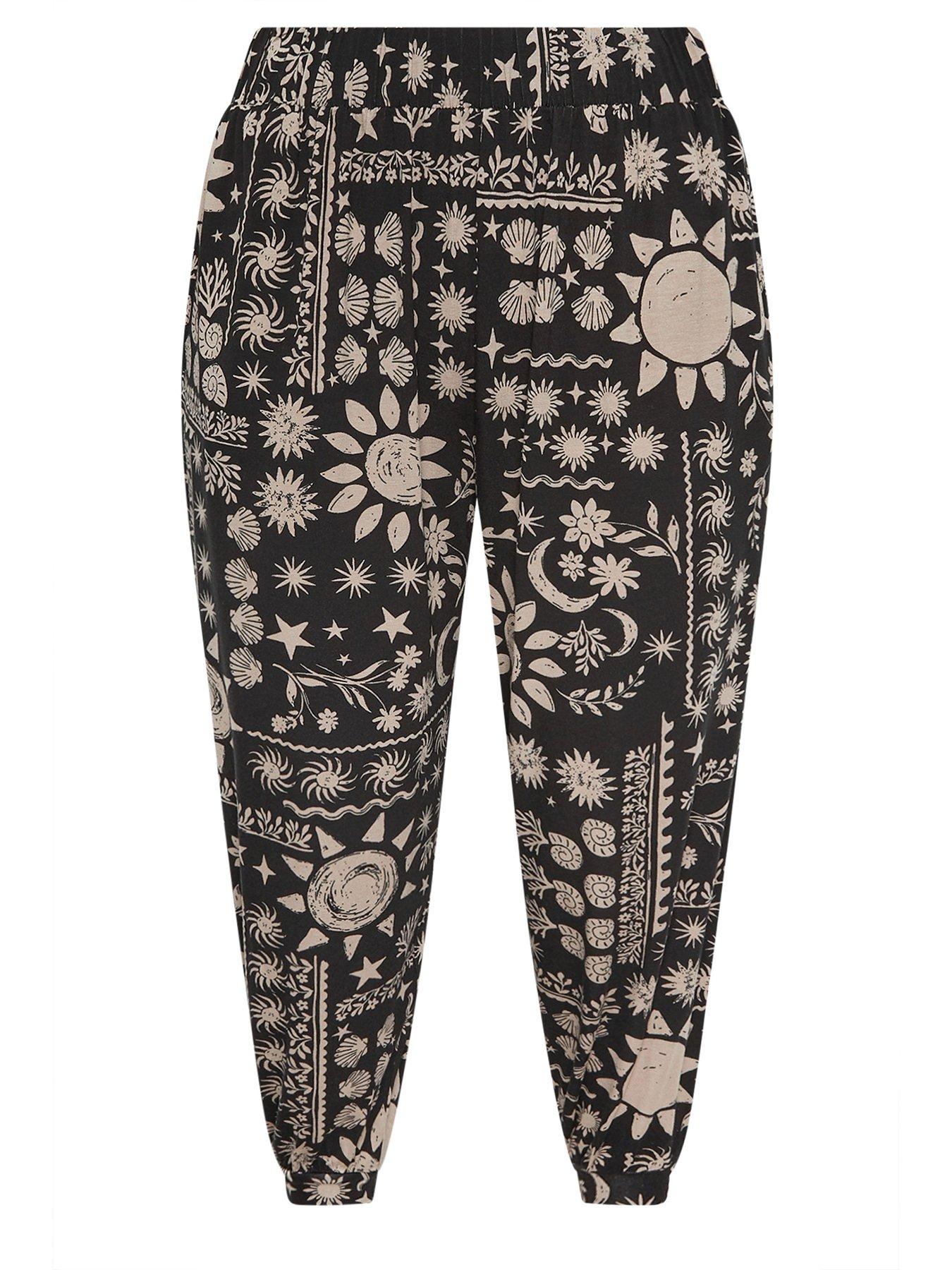 Image 5 of 5 of Yours Curve Jersey Crop Harem Trouser - Black
