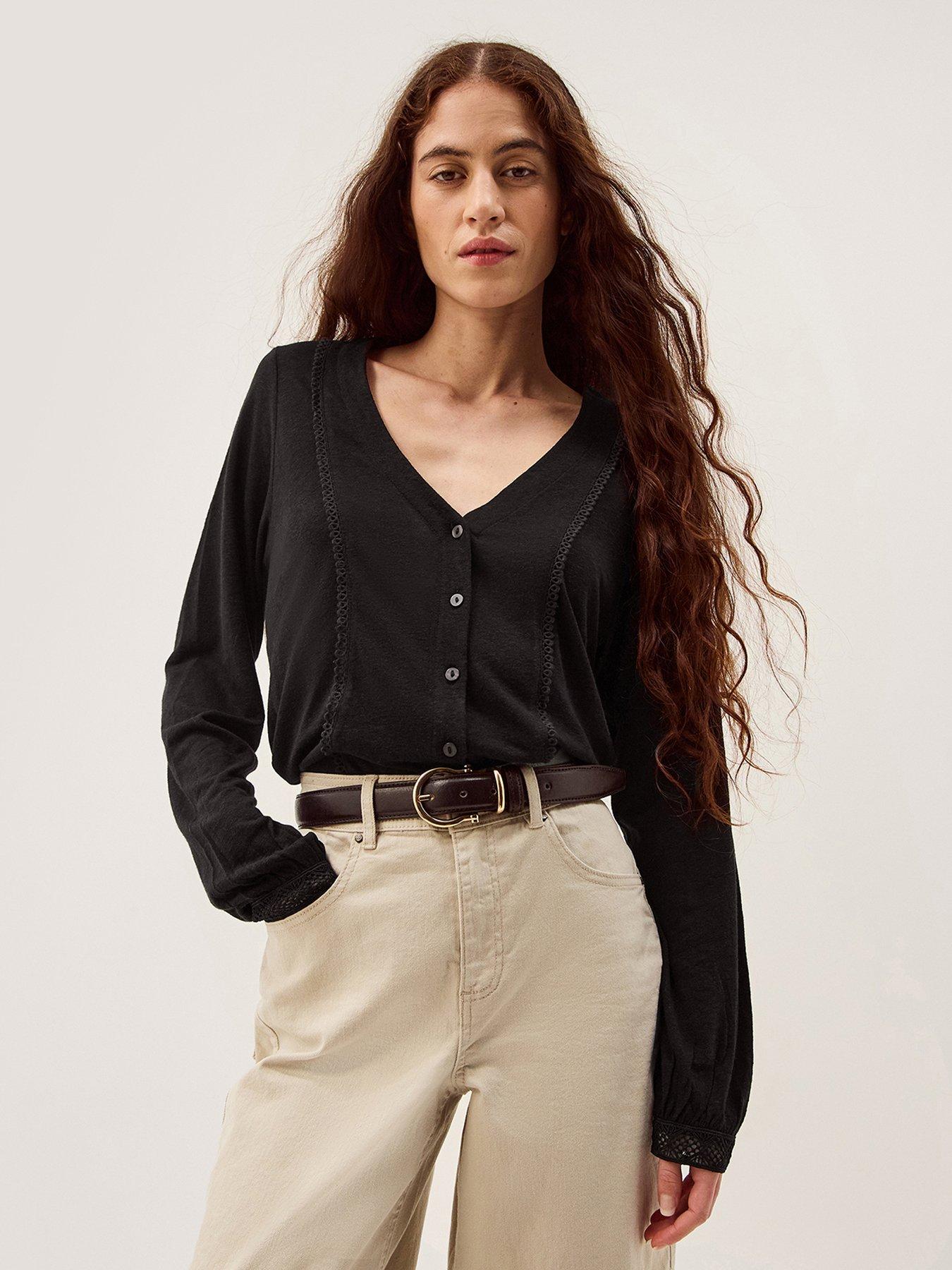 Monsoon Laney Lace Shirt - Black