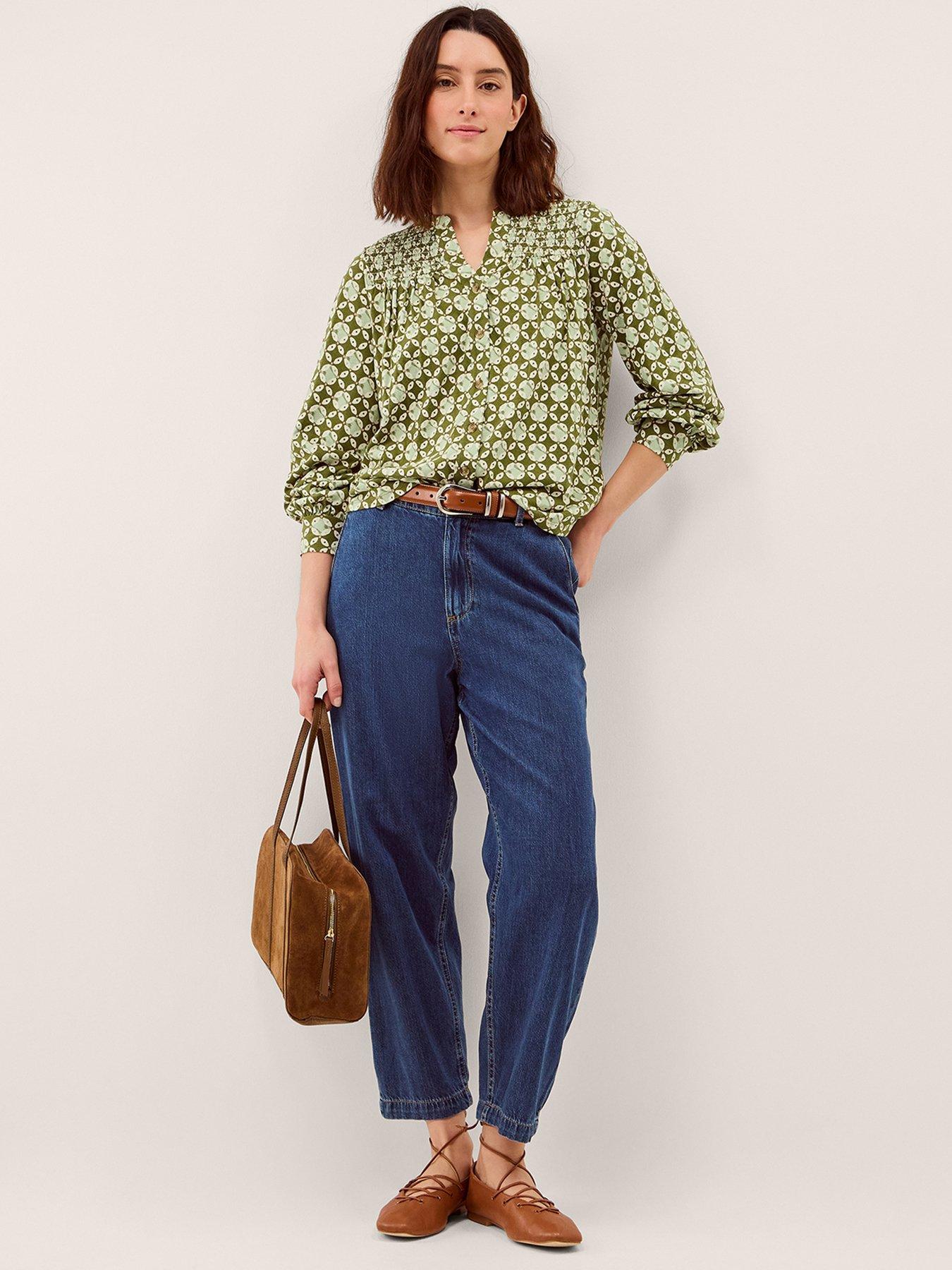 Image 3 of 4 of Monsoon Kalani Geo Jersey Blouse - Green