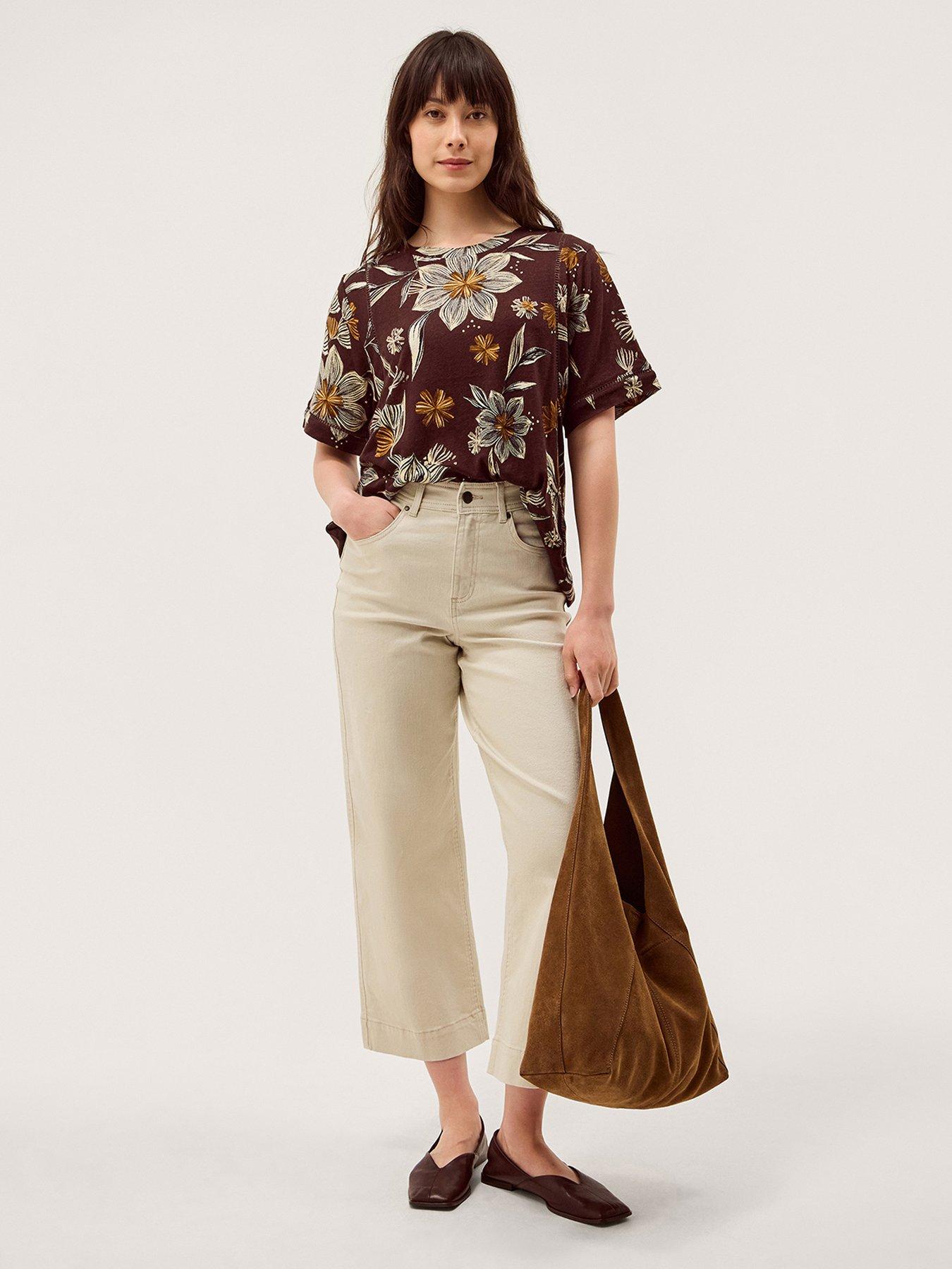 Monsoon Esther Print T Shirt - Brown
