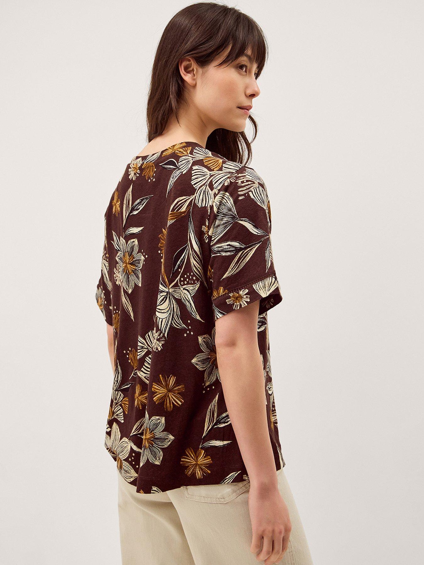 Image 2 of 5 of Monsoon Esther Print T Shirt - Brown