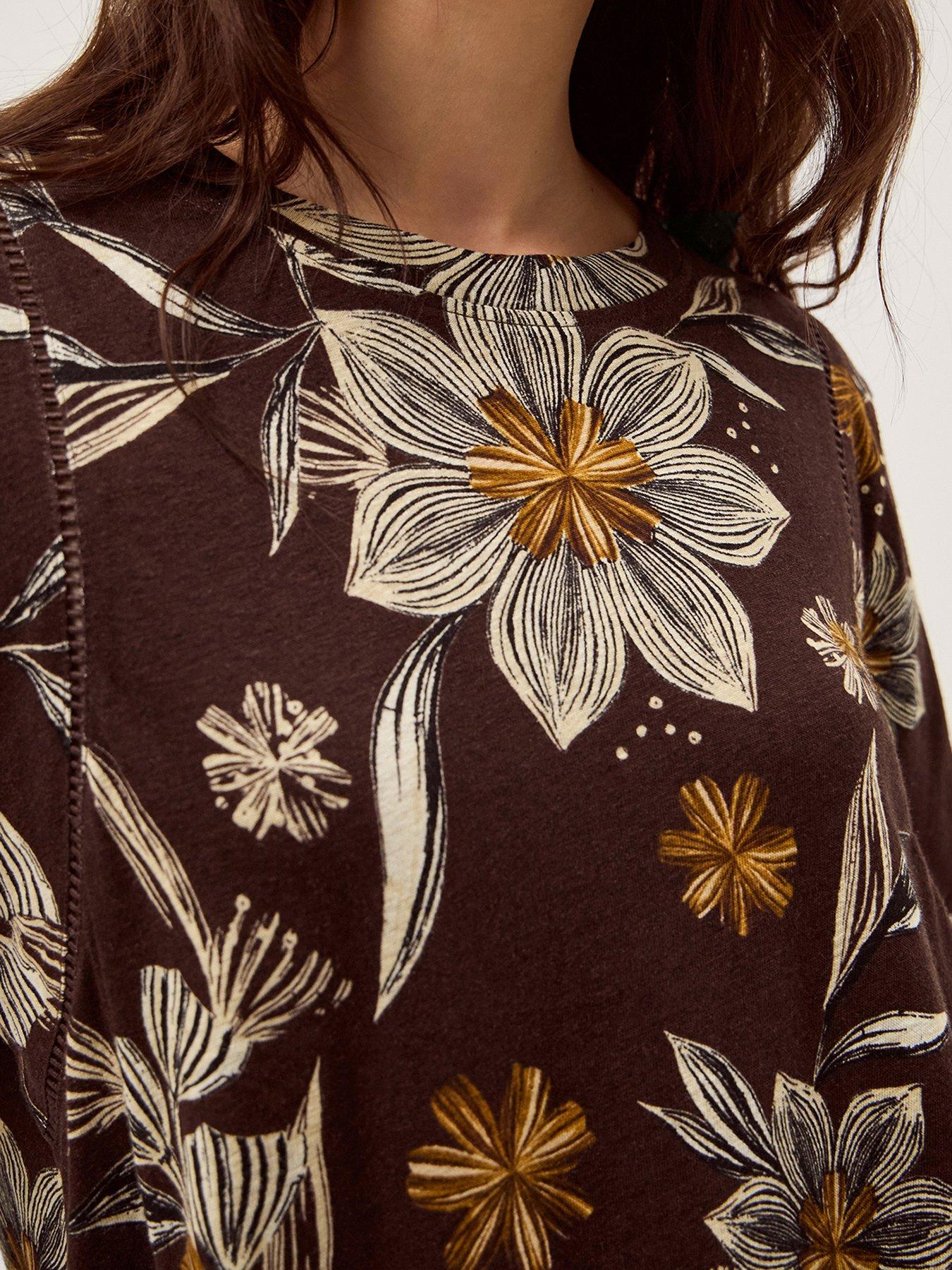 Image 4 of 5 of Monsoon Esther Print T Shirt - Brown