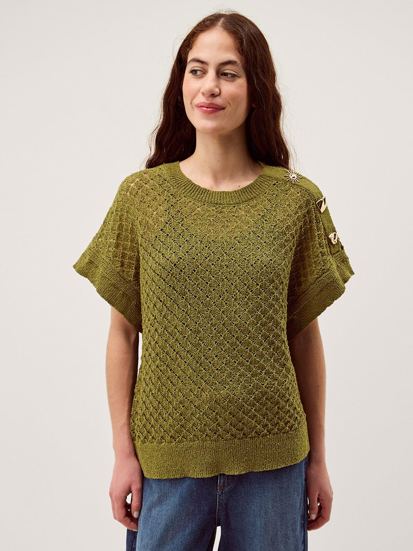 Monsoon Bree Button Knit Jumper - Green