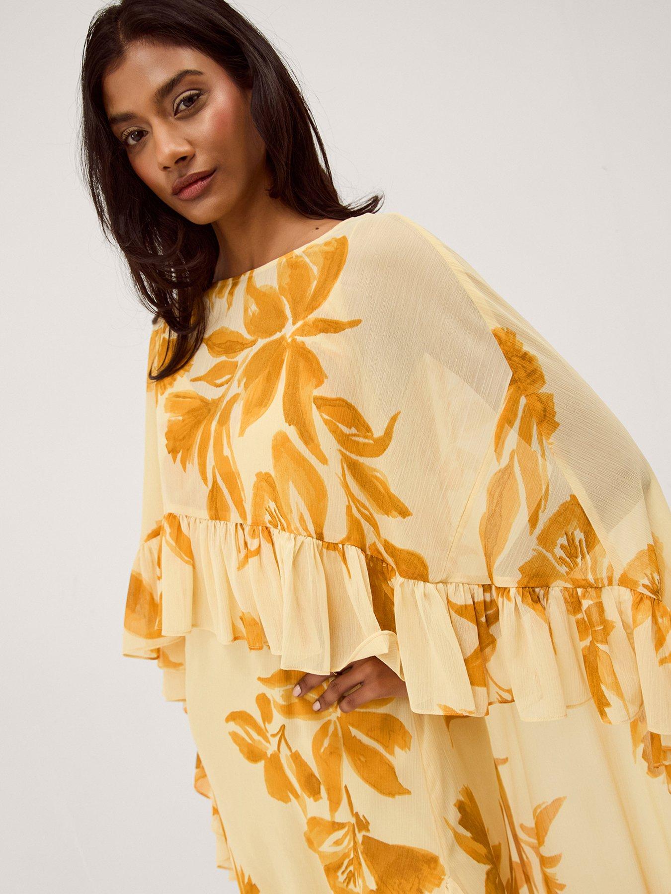 Image 3 of 5 of Monsoon Joanna Floral Cape Maxi Dress - Ivory