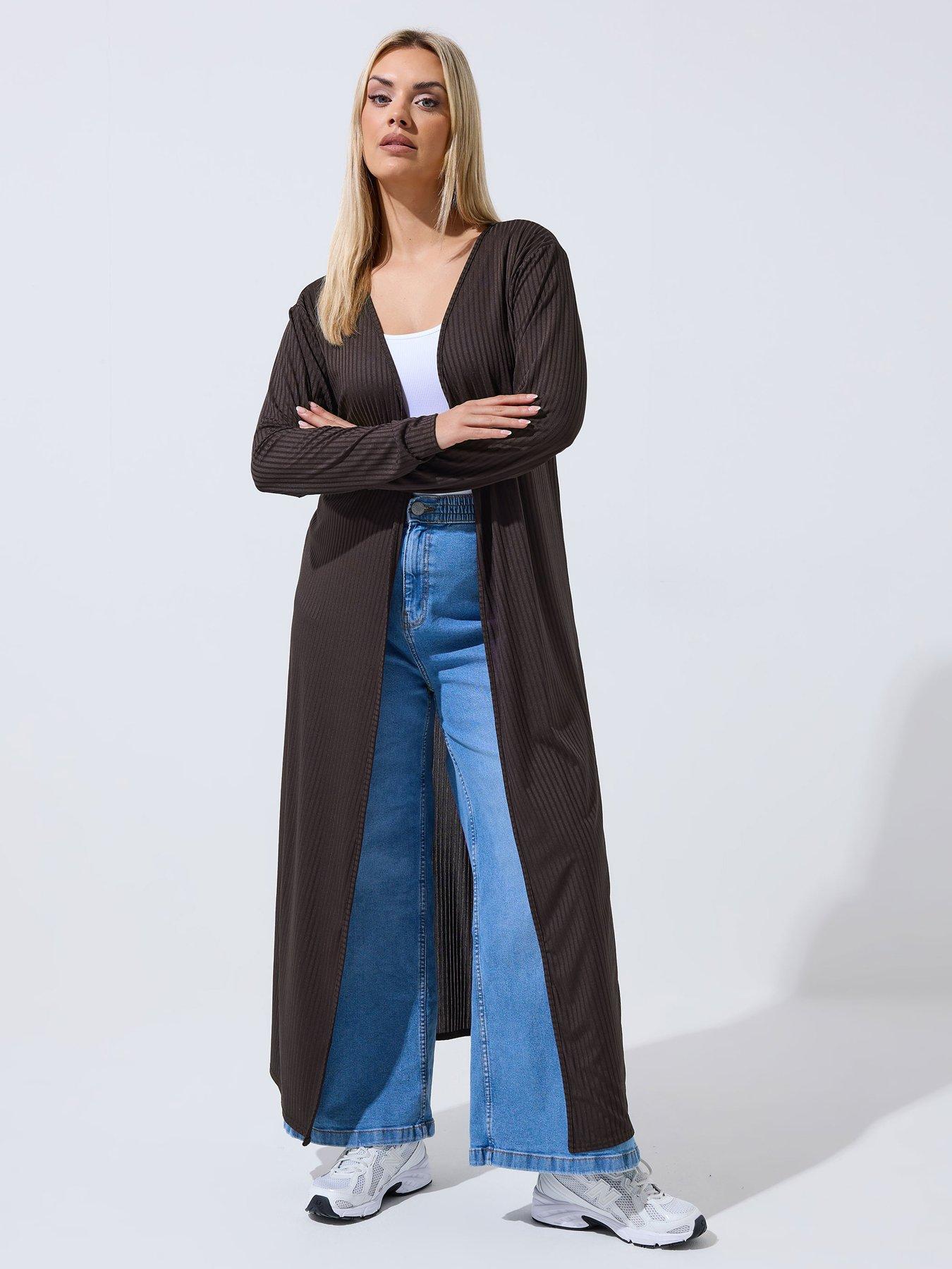 Image 3 of 5 of Yours Curve Ribbed Maxi Cardigan