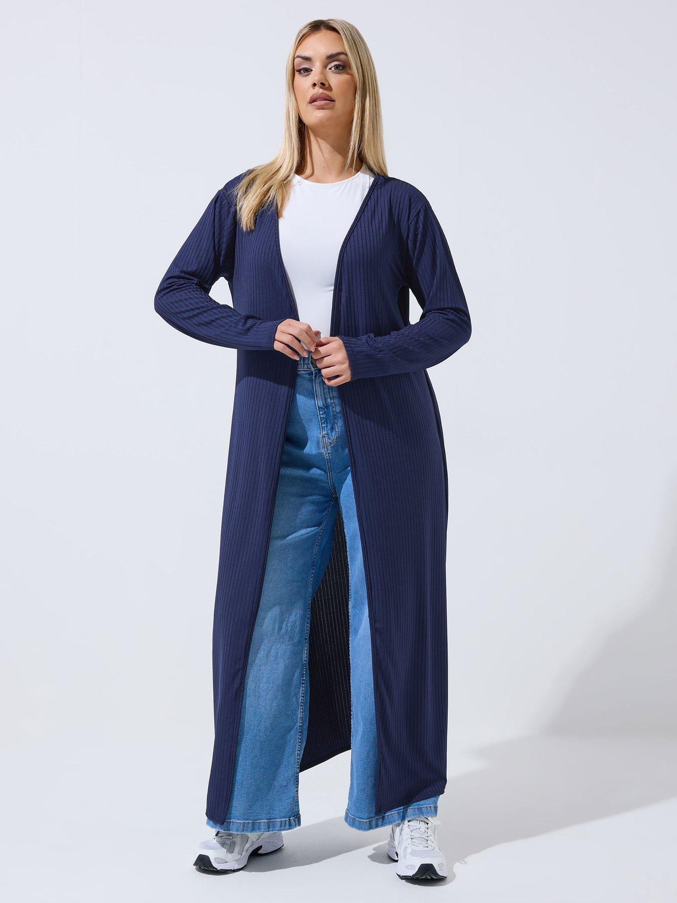 Image 3 of 5 of Yours Curve Ribbed Maxi Cardigan