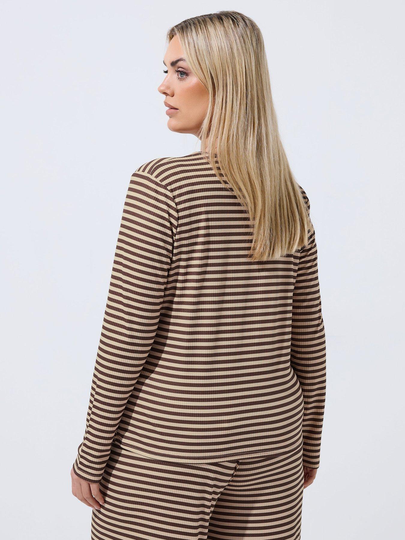 Image 2 of 5 of Yours Curve Stripe Printed Ribbed Top