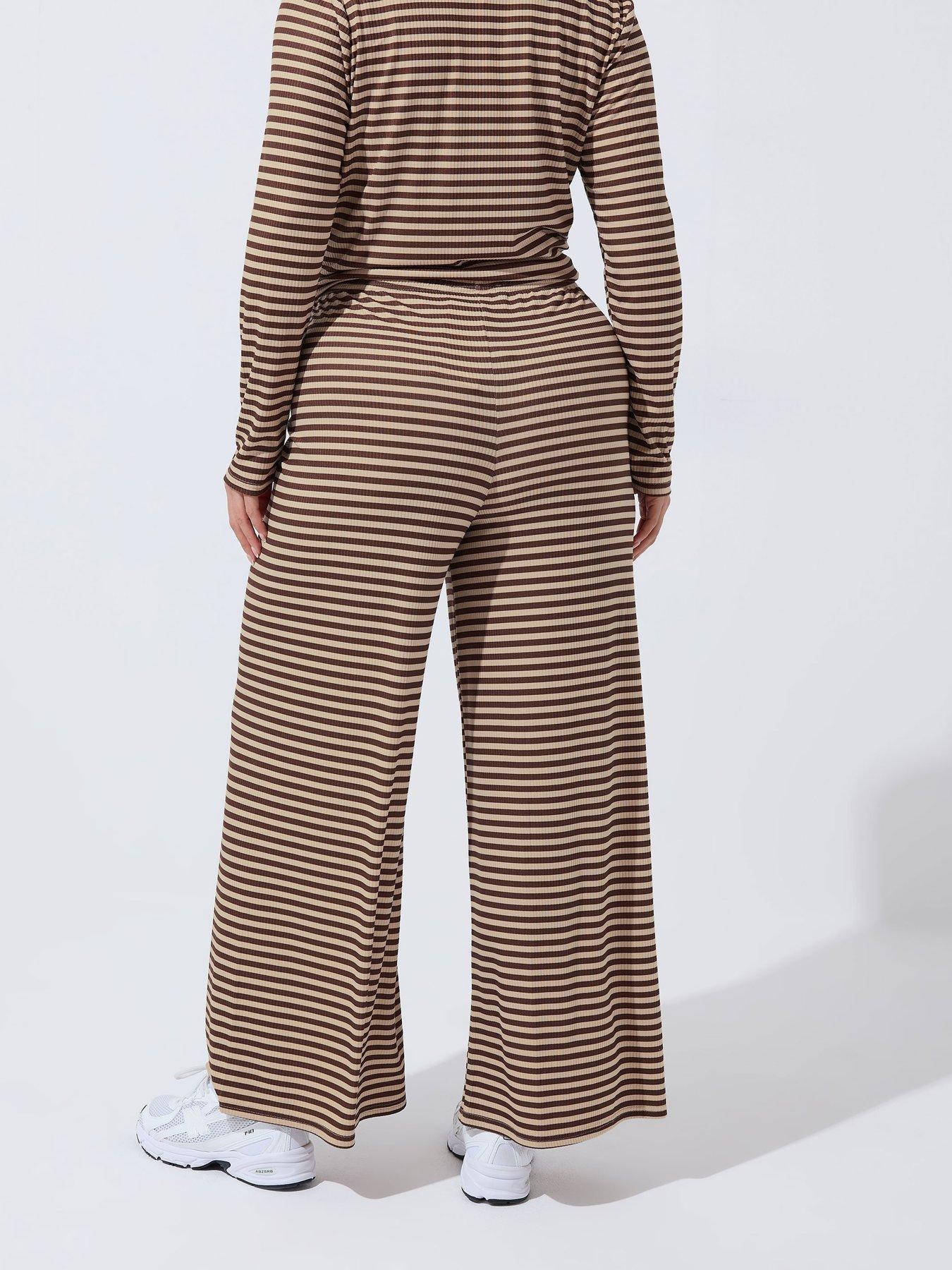 Image 2 of 5 of Yours Curve Stripe Printed Ribbed Trouser